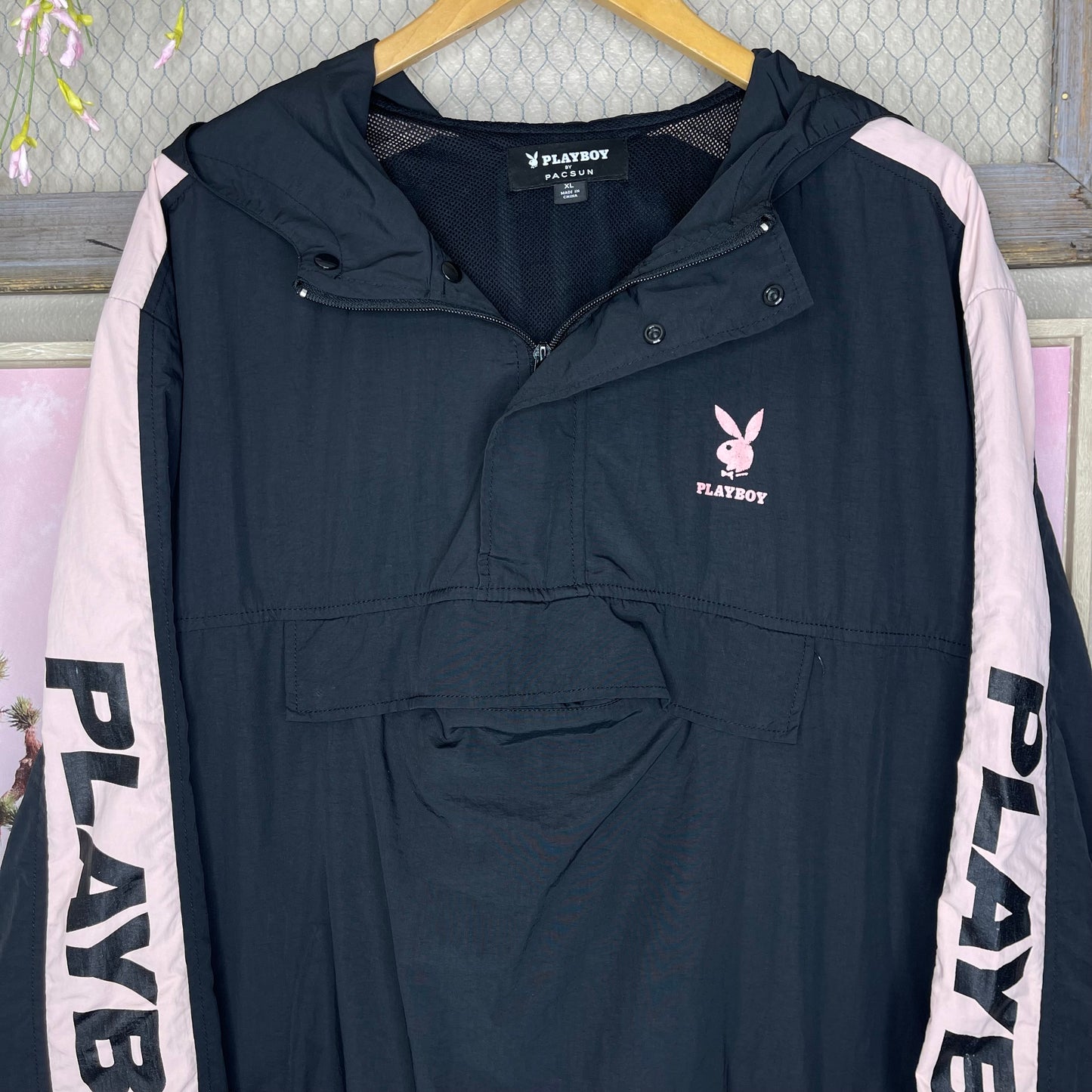 THRIFTED PACSUN PLAYBOY PULLOVER WINDBREAKER