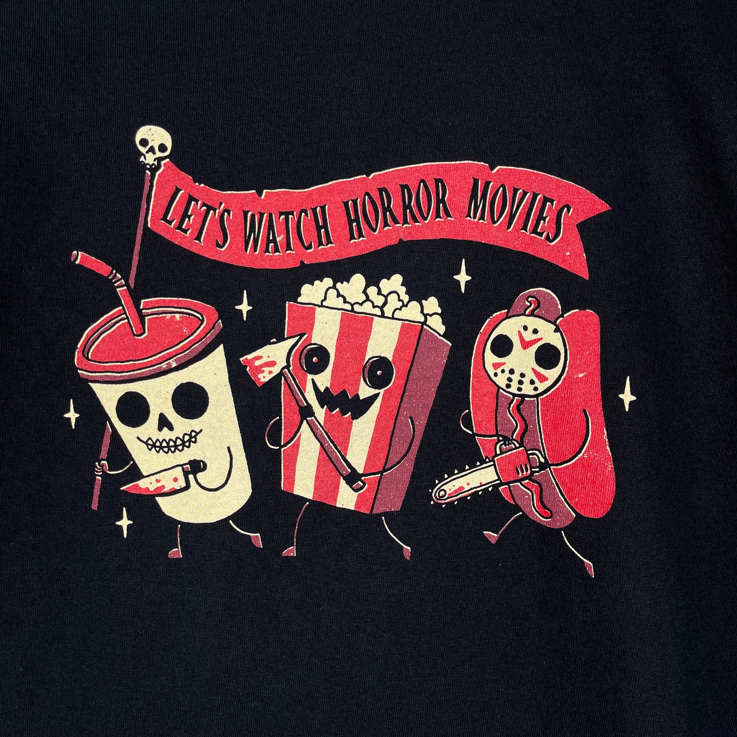 THRIFTED “LET’S WATCH HORROR MOVIES” T-SHIRT