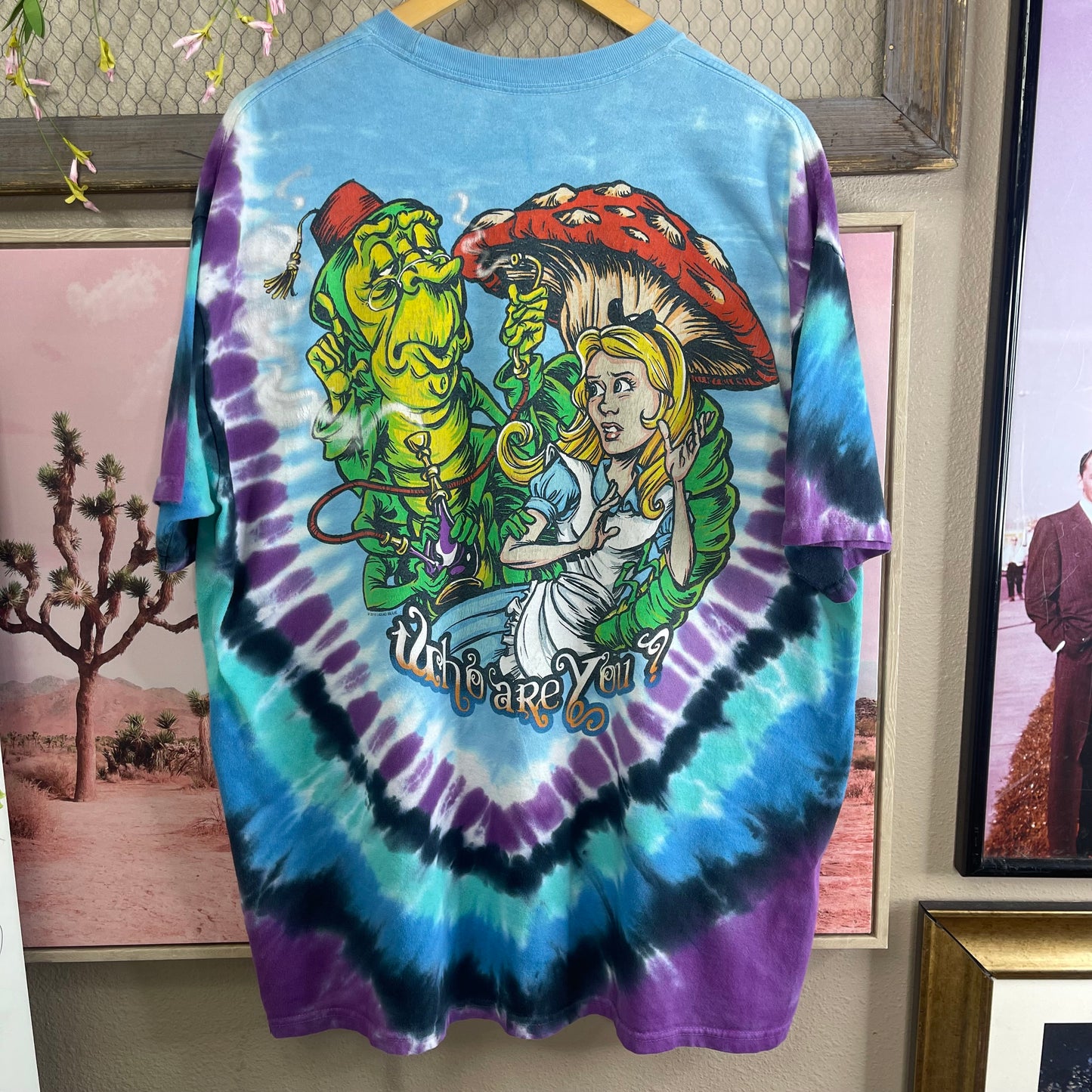 THRIFTED LIQUID BLUE ALICE IN WONDERLAND DOUBLE SIDED T-SHIRT