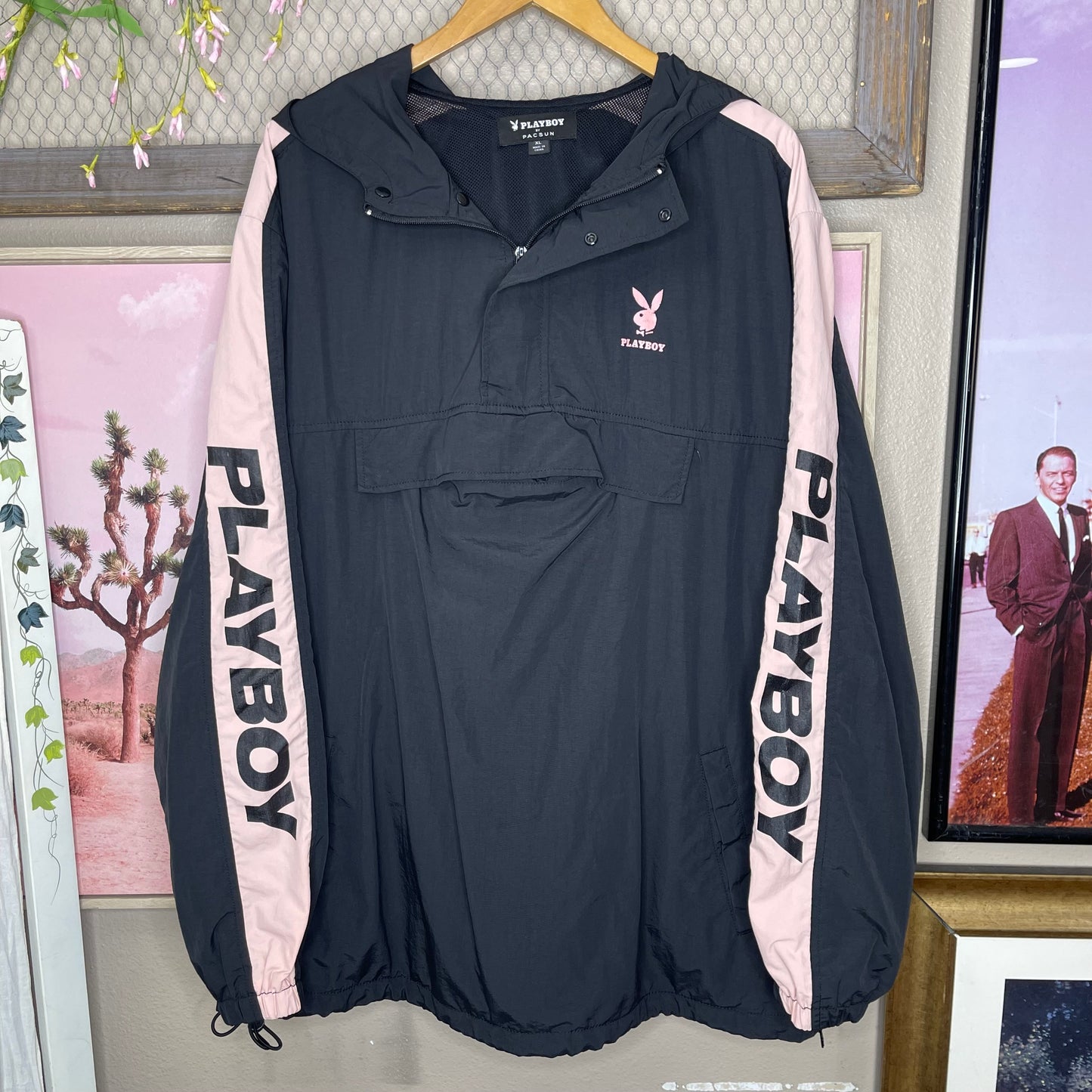 THRIFTED PACSUN PLAYBOY PULLOVER WINDBREAKER