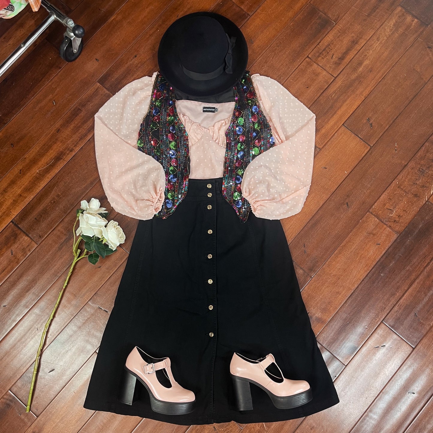 VINTAGE LIZ WEAR MAXI JEAN SKIRT