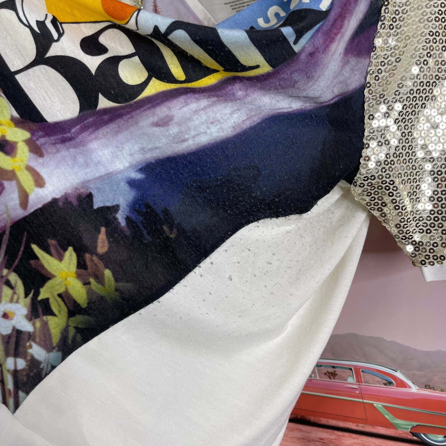Thrifted Disney Parks Sleeping Beauty Aurora & Bambi Gold Sequins Top