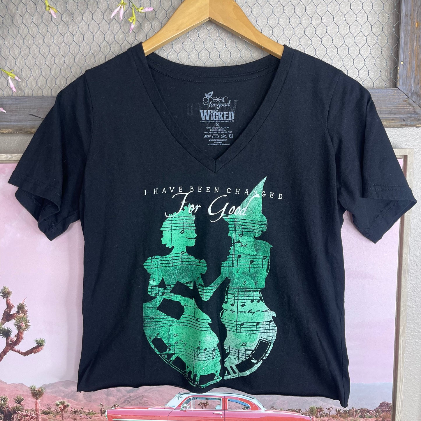 THRIFTED “I HAVE BEEN CHANGED FOR GOOD” WICKED MUSICAL CROPPED T-SHIRT