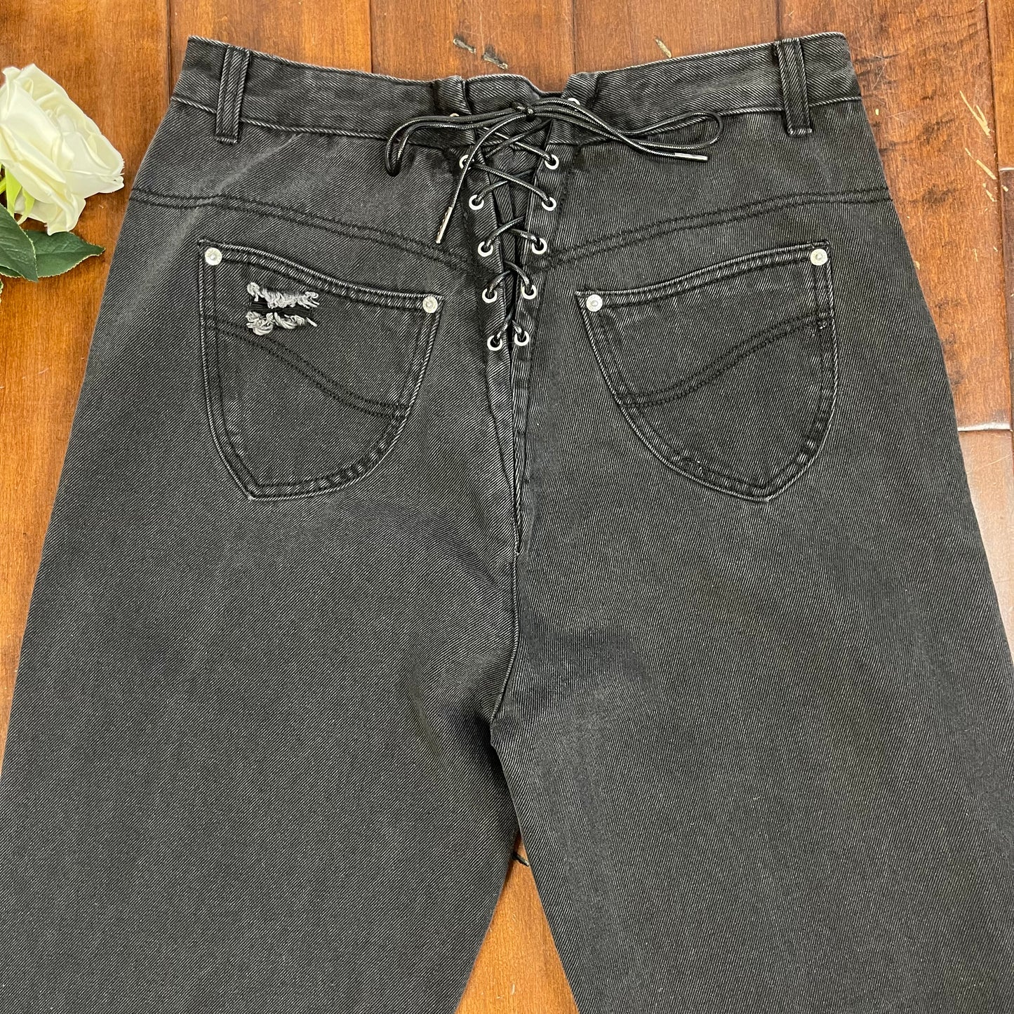 THRIFTED BLACK HIGH WAISTED JEANS