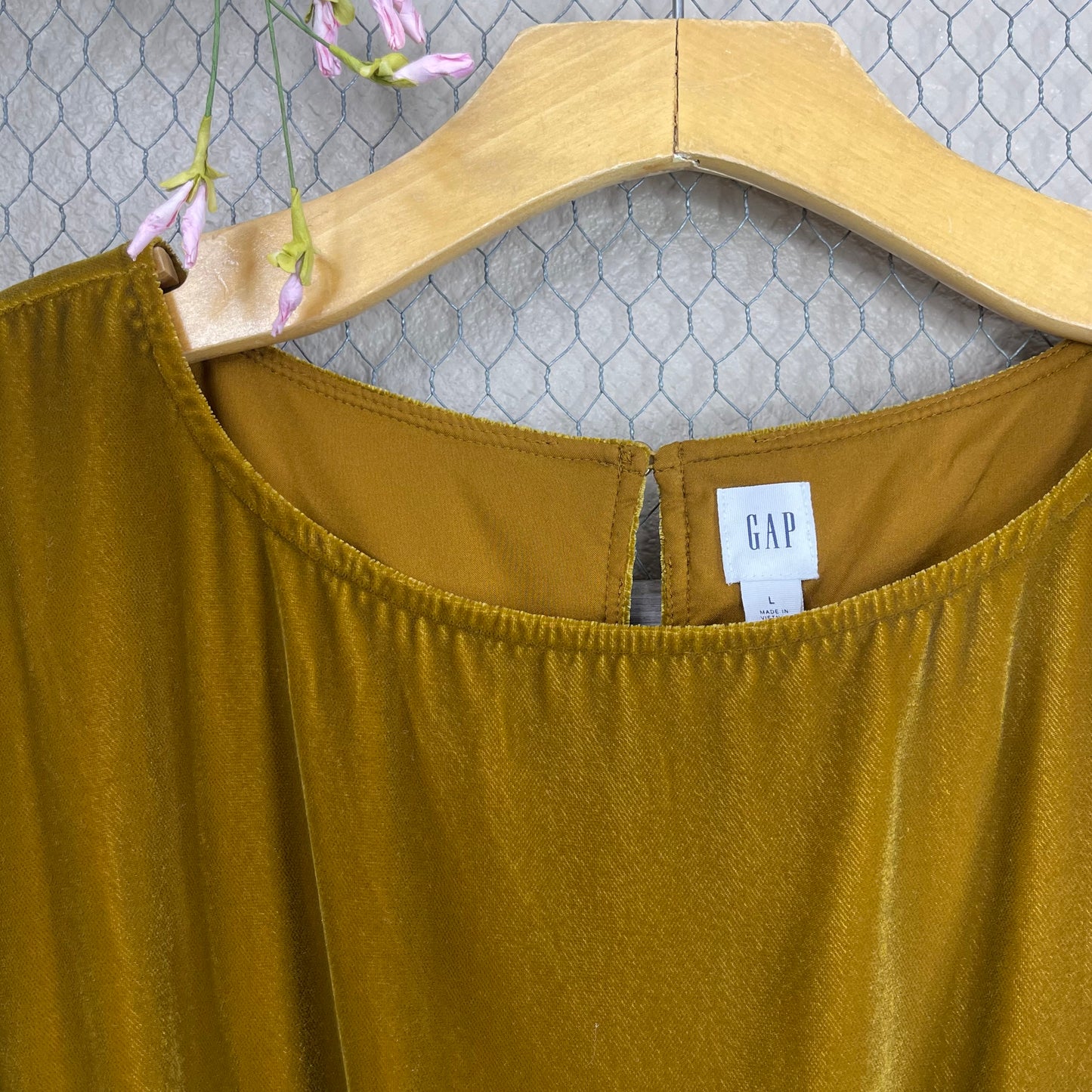 THRIFTED CRUSHED VELVET MUSTARD GAP DRESS