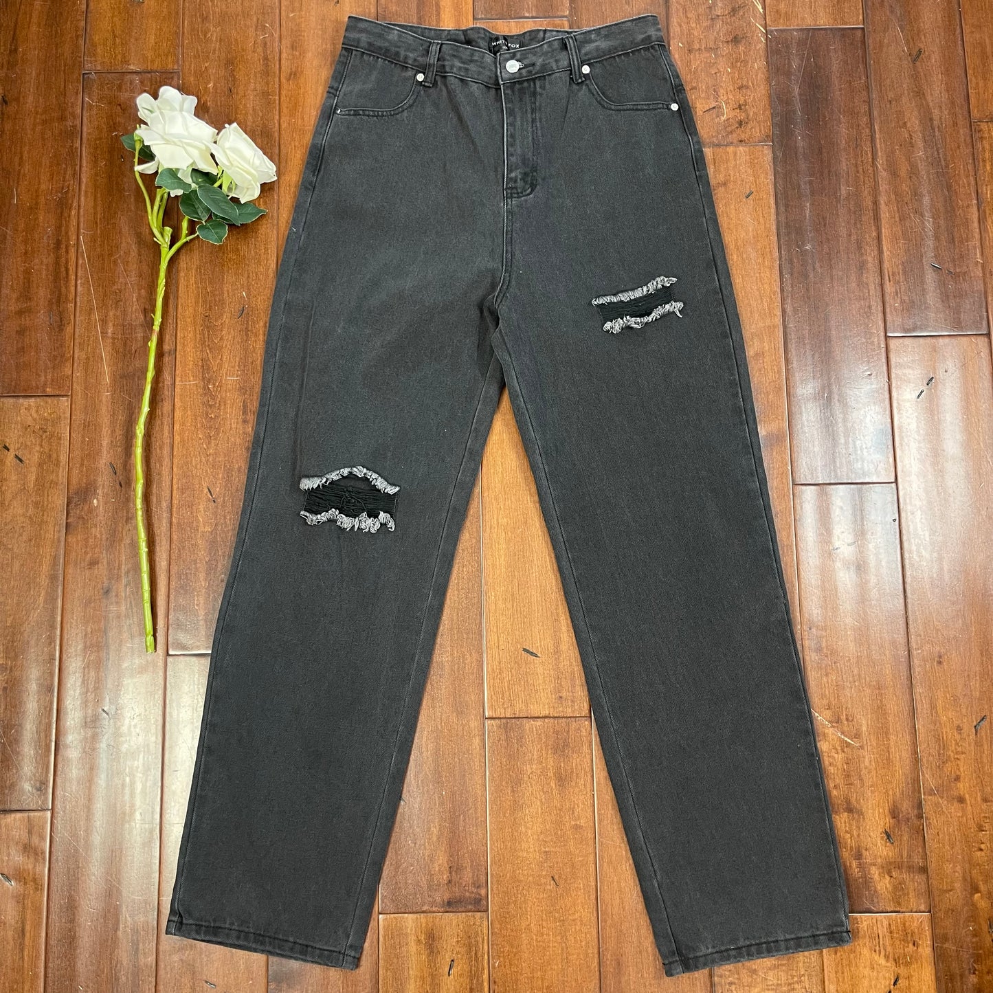 THRIFTED BLACK HIGH WAISTED JEANS