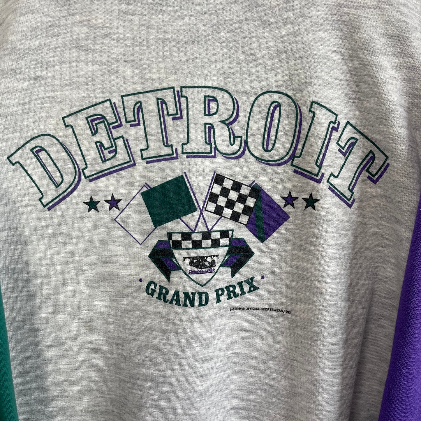 VINTAGE 1992 DETROIT GRAND PRIX COLOR-BLOCKED CREWNECK SWEATER