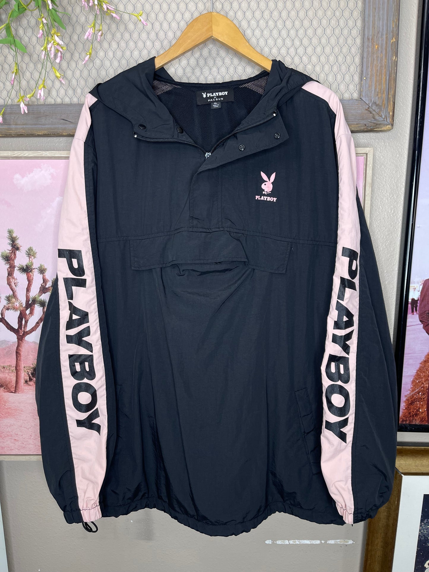THRIFTED PACSUN PLAYBOY PULLOVER WINDBREAKER
