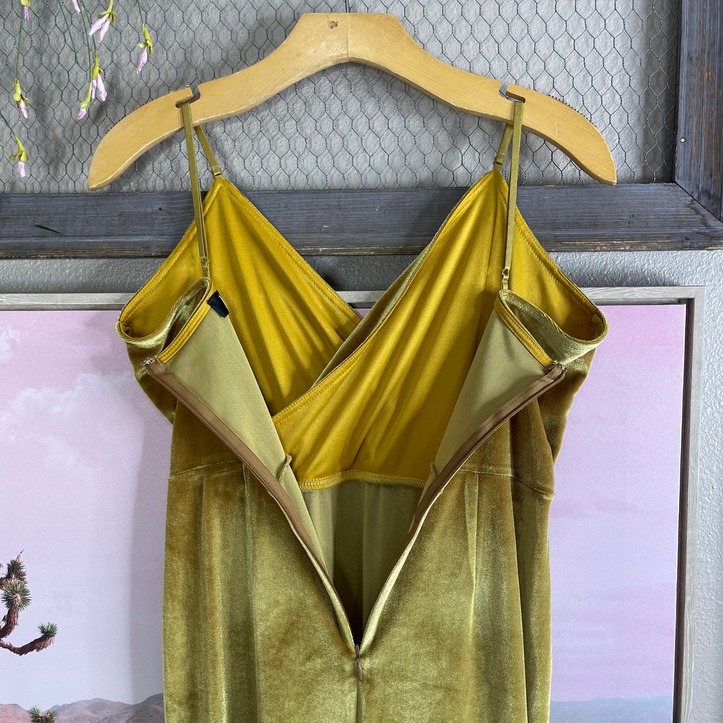 Thrifted Lulus Velvet Yellow Mustard Dress