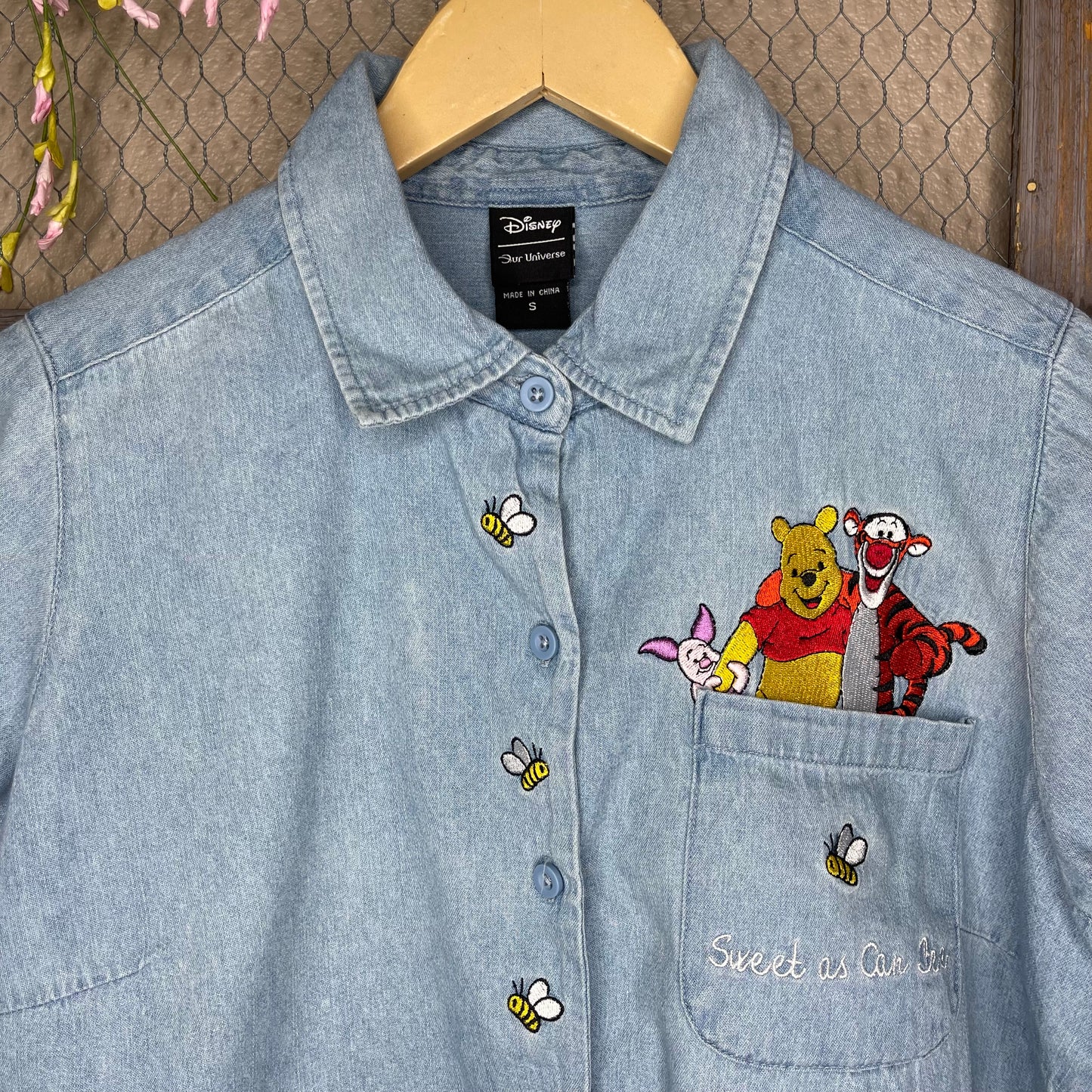 THRIFTED CROPPED WINNIE THE POOH BUTTON-UP