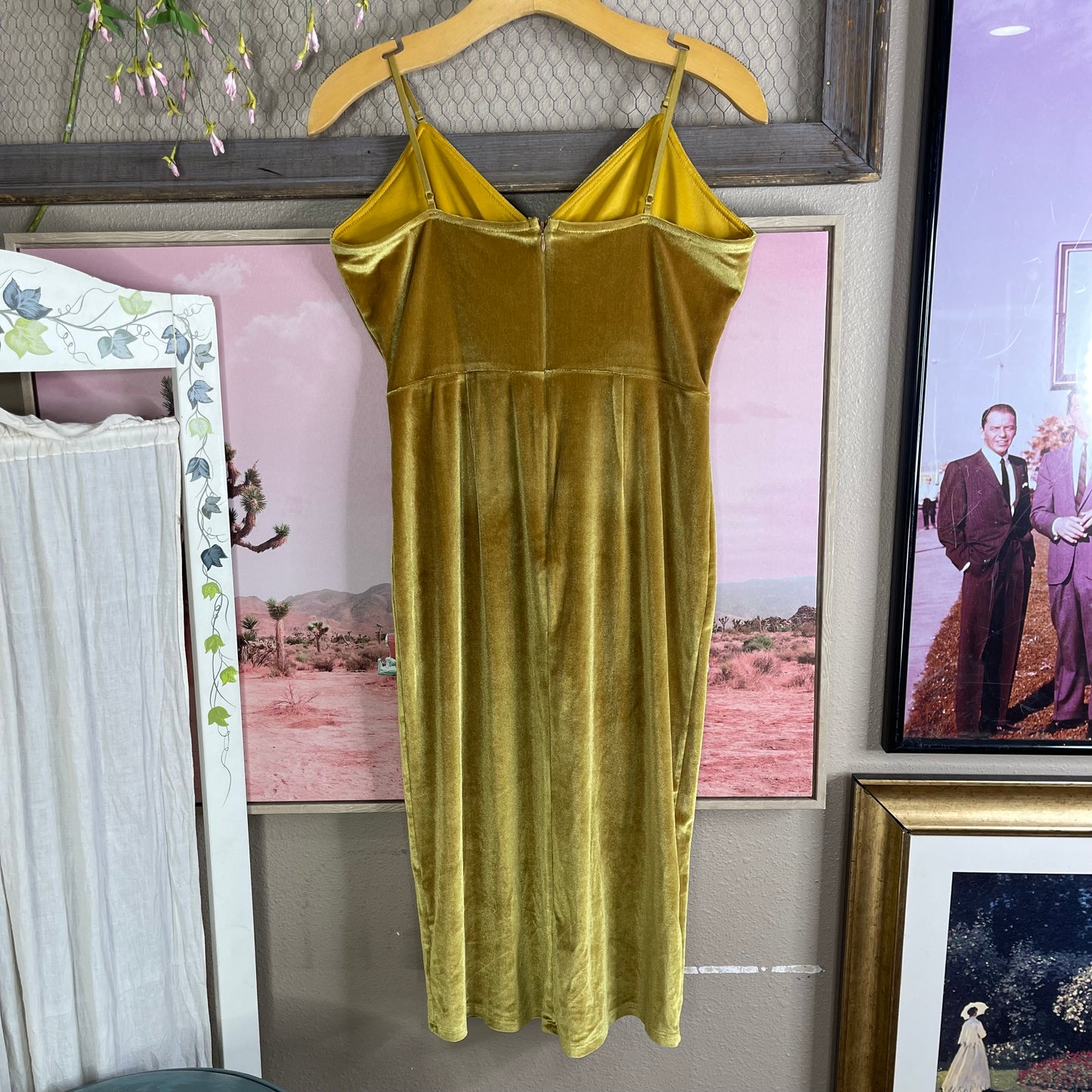 Thrifted Lulus Velvet Yellow Mustard Dress