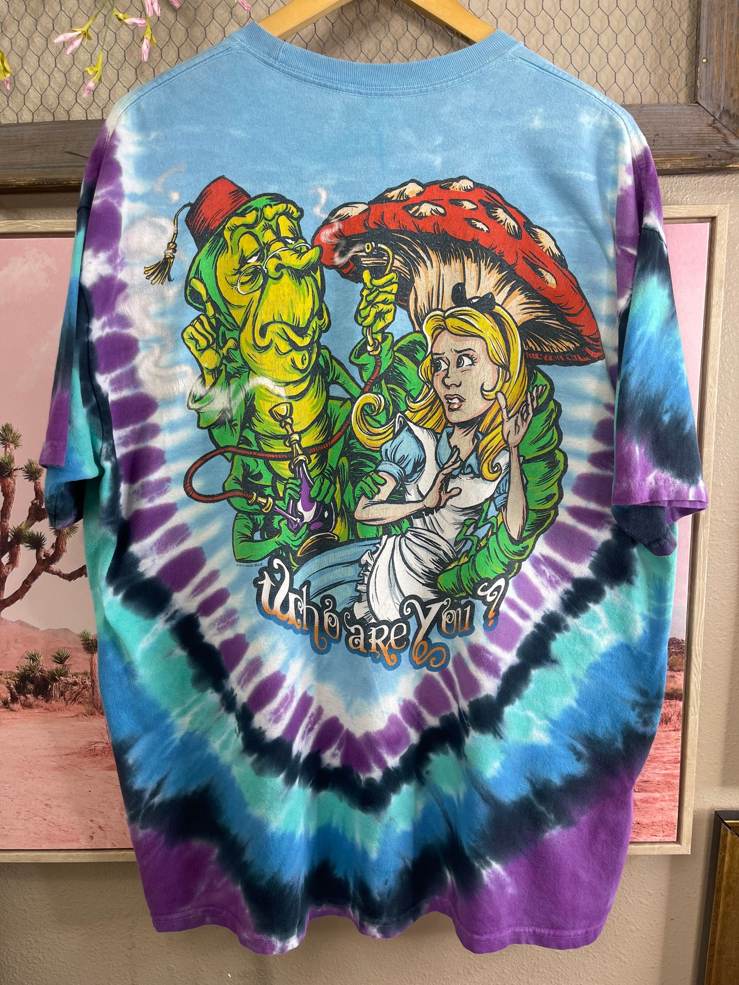 THRIFTED LIQUID BLUE ALICE IN WONDERLAND DOUBLE SIDED T-SHIRT