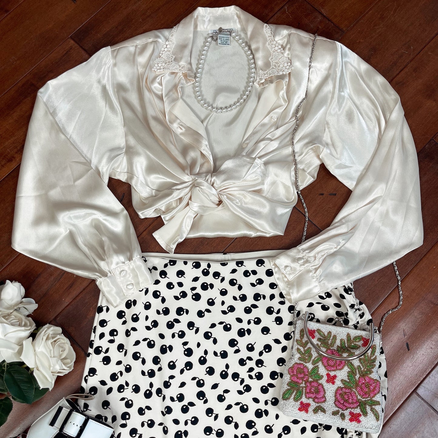 THRIFTED MAEVE BY ANTHROPOLOGIE CHERRY RUCHED SKIRT