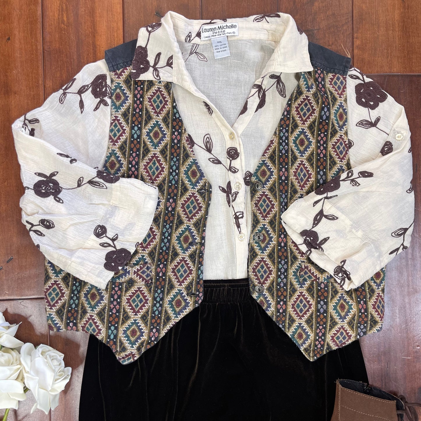 VINTAGE 90’S MULT-PRINT STRIPED VEST