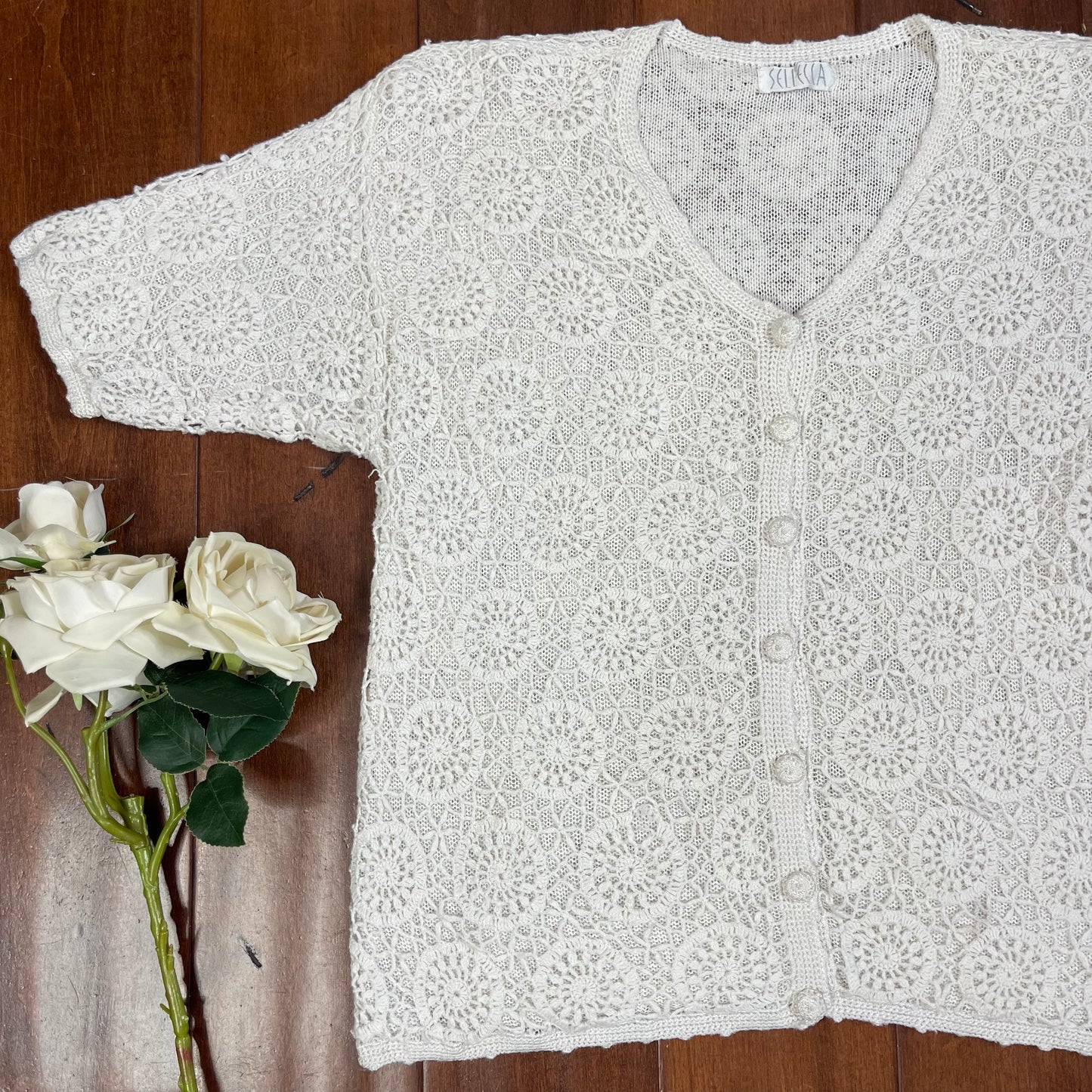 VINTAGE 90’S CROCHET CARDIGAN STYLE TOP