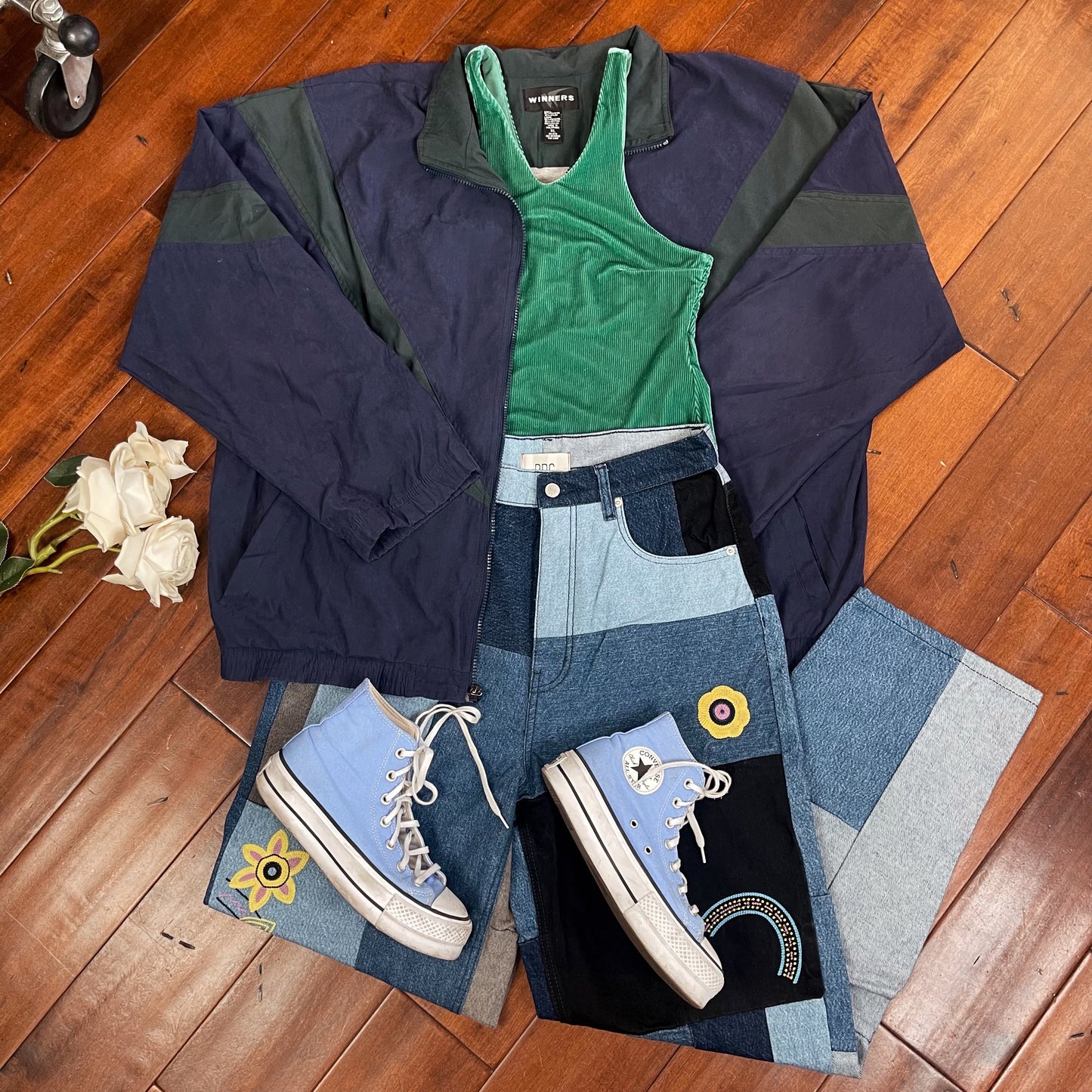 THRIFTED BDG PATCHWORK HIGH-WAISTED JEANS
