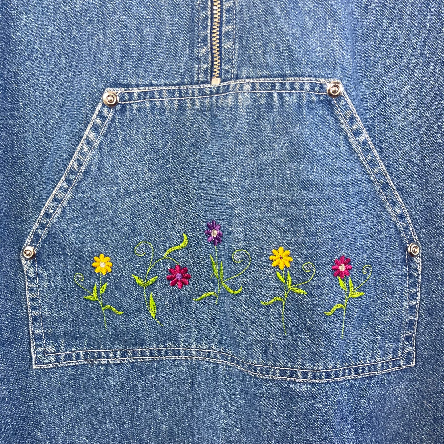 VINTAGE 90’S FLOWER EMBROIDERED ZIP-UP DRESS