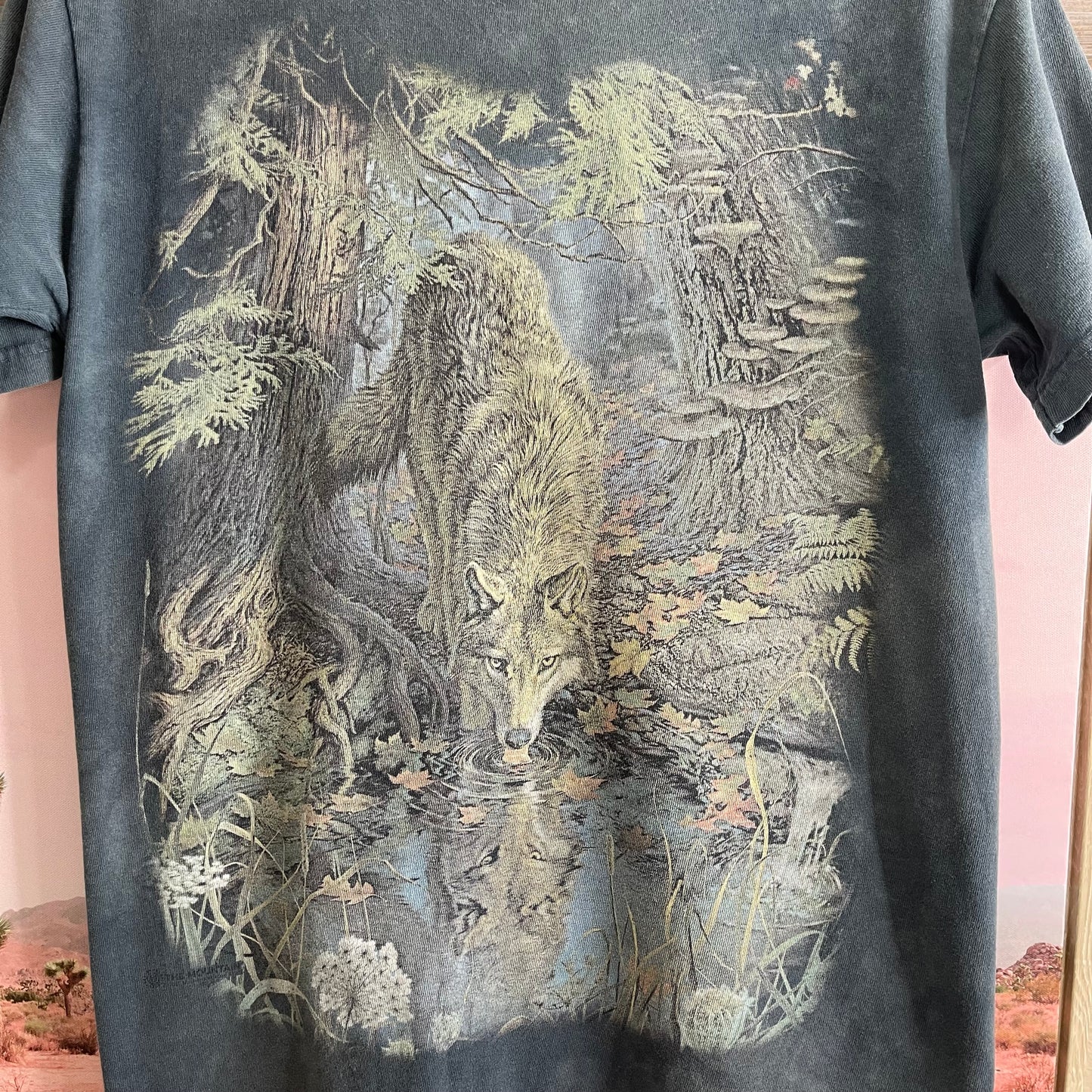 Thrifted Wolf Reflection By The Mountain T-Shirt