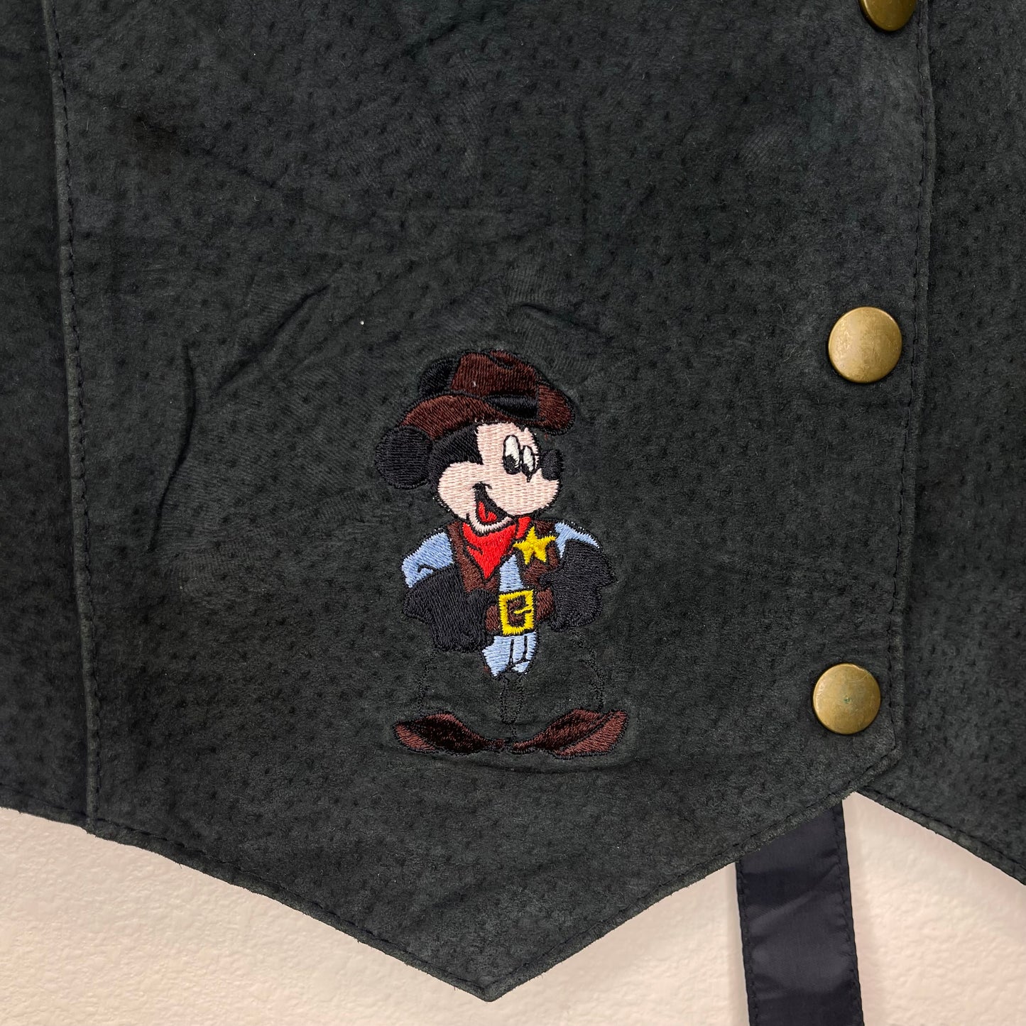 Vintage Disney Mickey Mouse Cowboy Leather Vest