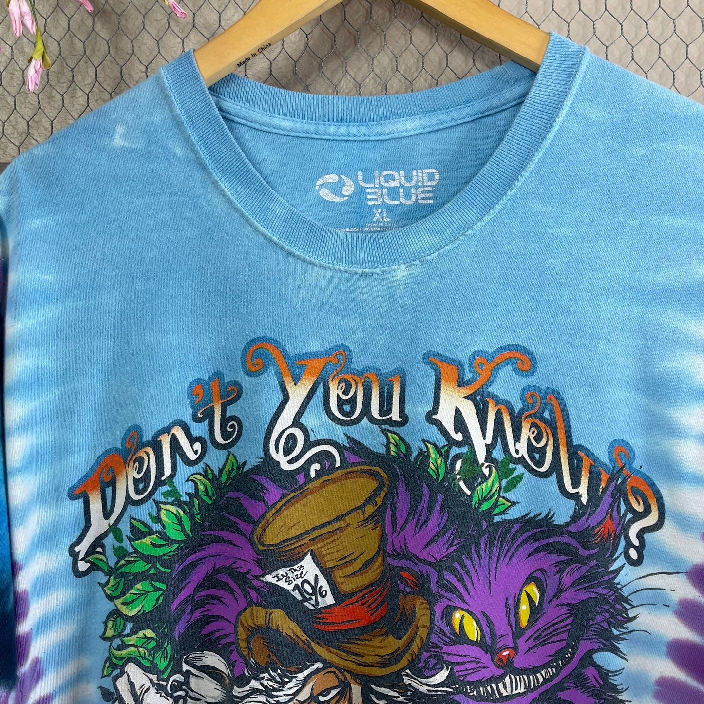 THRIFTED LIQUID BLUE ALICE IN WONDERLAND DOUBLE SIDED T-SHIRT