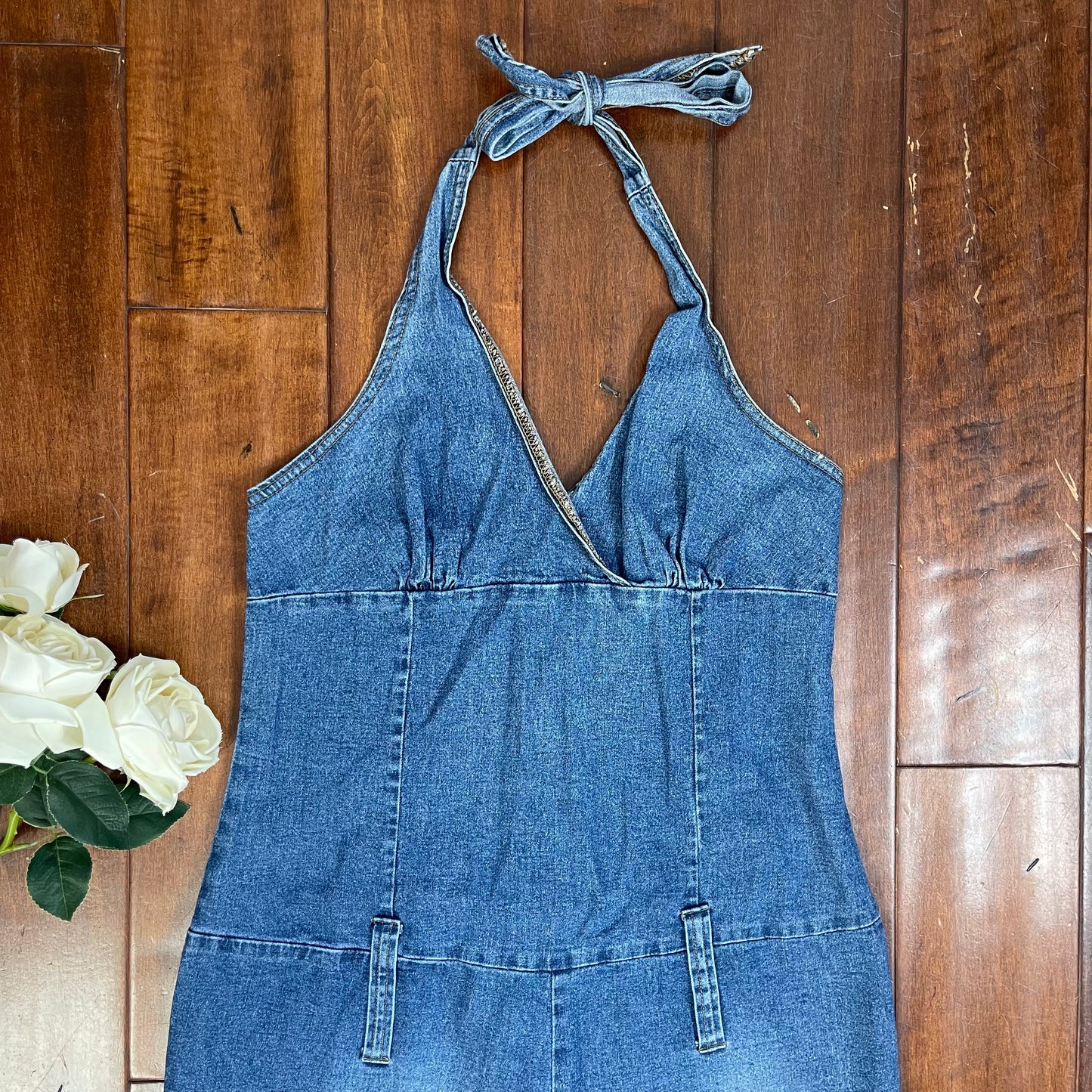 VINTAGE Y2K HALTER JEAN JUMPSUIT