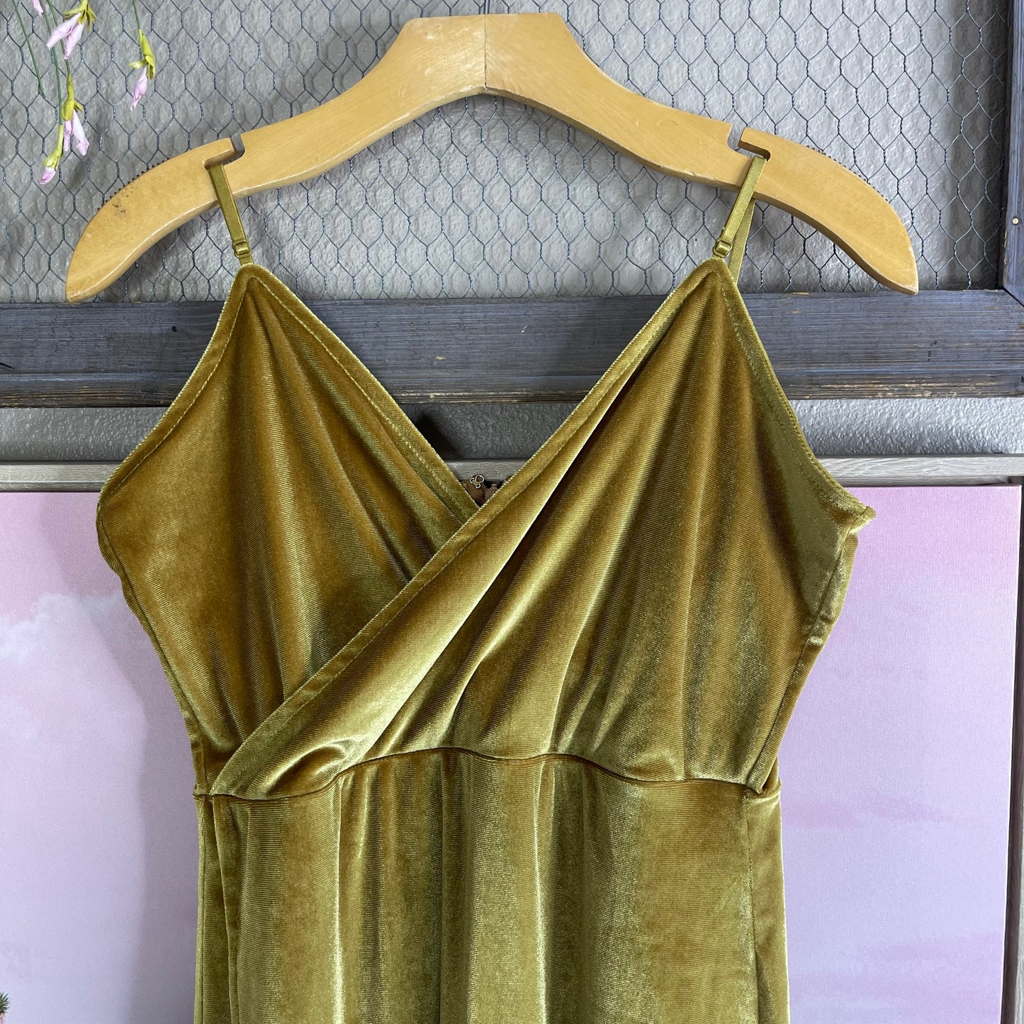 Thrifted Lulus Velvet Yellow Mustard Dress