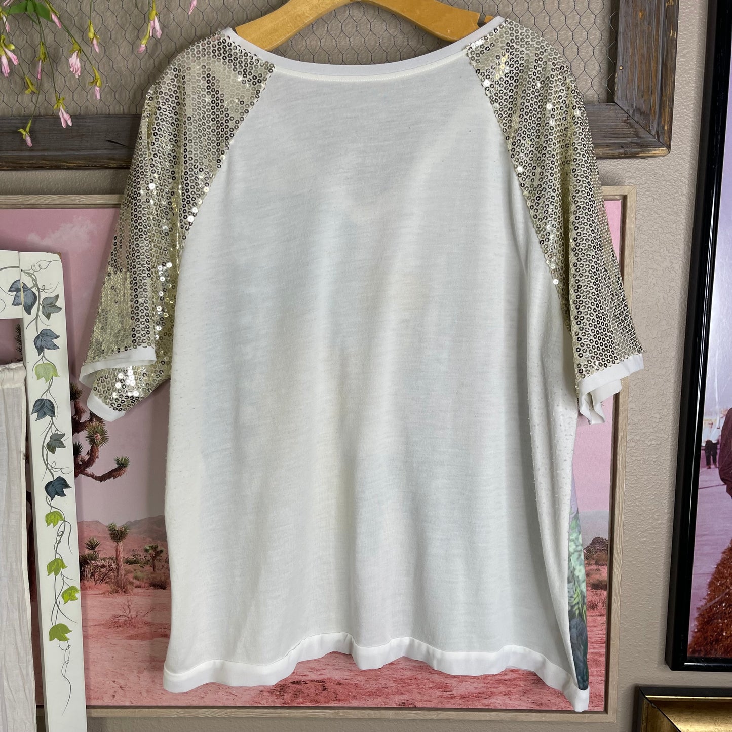 Thrifted Disney Parks Sleeping Beauty Aurora & Bambi Gold Sequins Top
