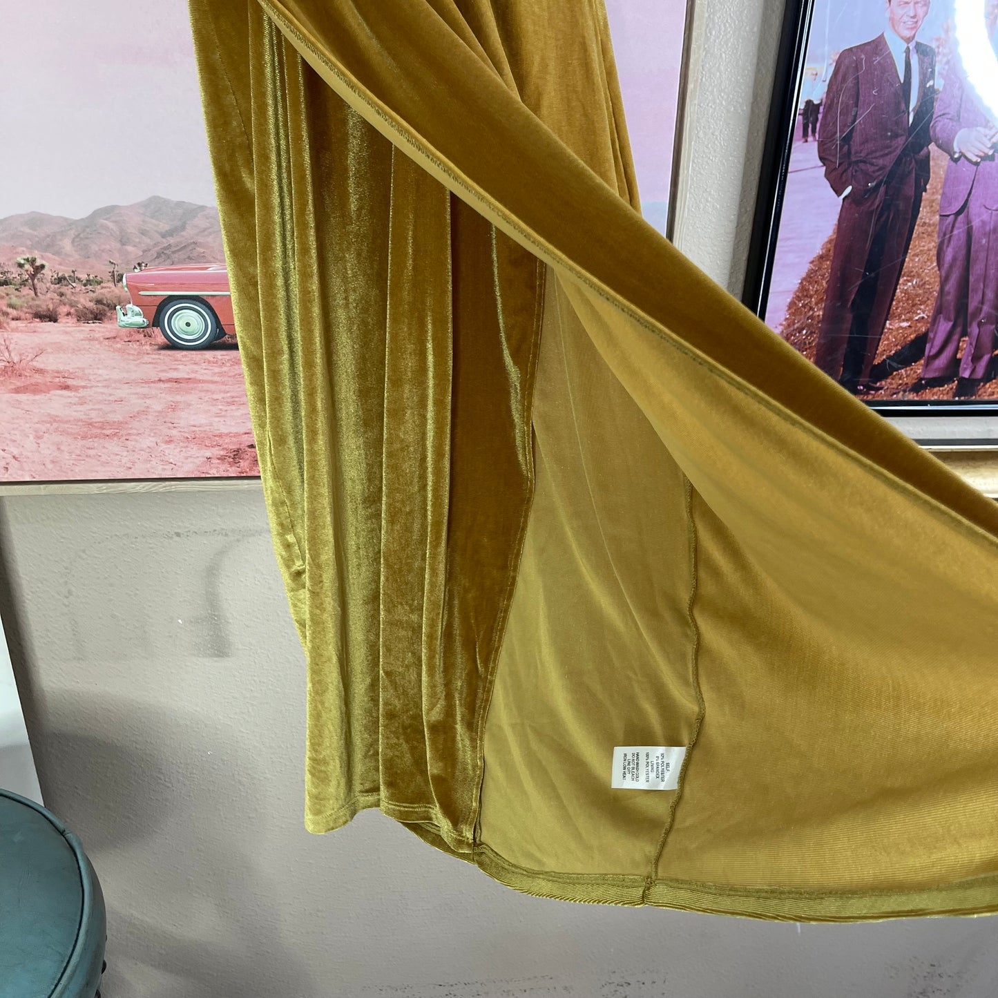 Thrifted Lulus Velvet Yellow Mustard Dress