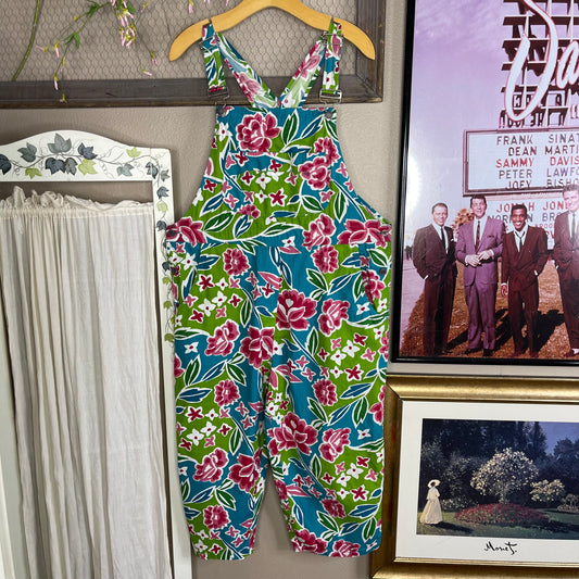 THRIFTED FLORAL OVERALLS