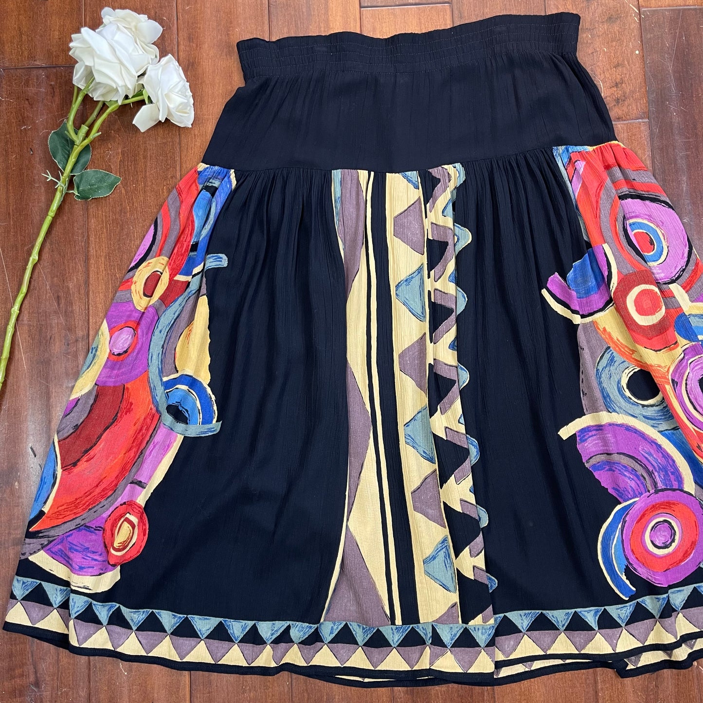 VINTAGE MULTI-PRINT BOHO MAXI SKIRT