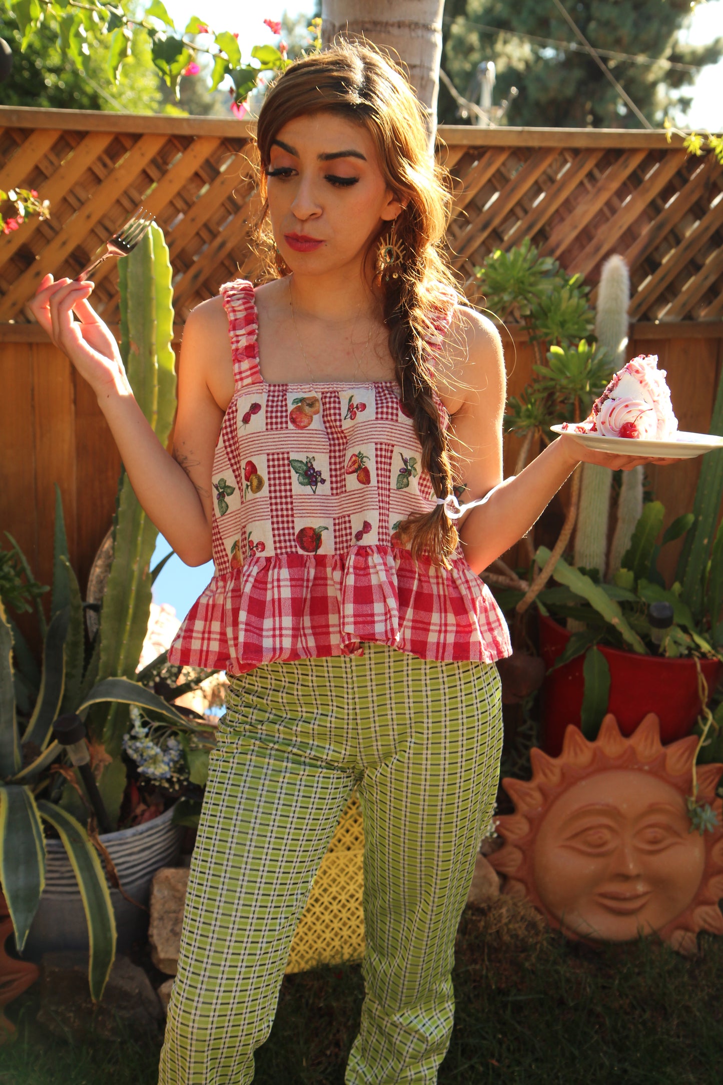 VINTAGE Y2K LIME GREEN PLAID PANTS