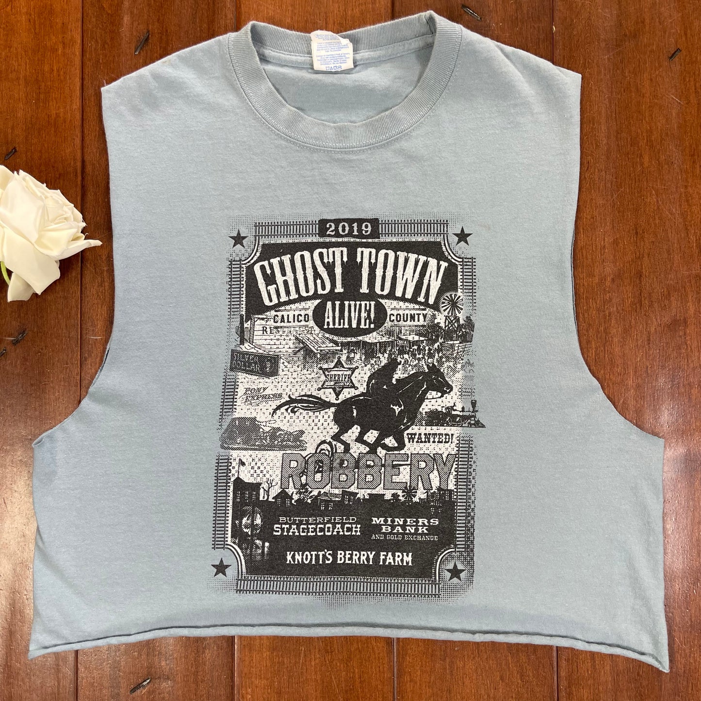 THRIFTED KNOTT’S BERRY FARM “GHOST TOWN” CUT-UP TEE