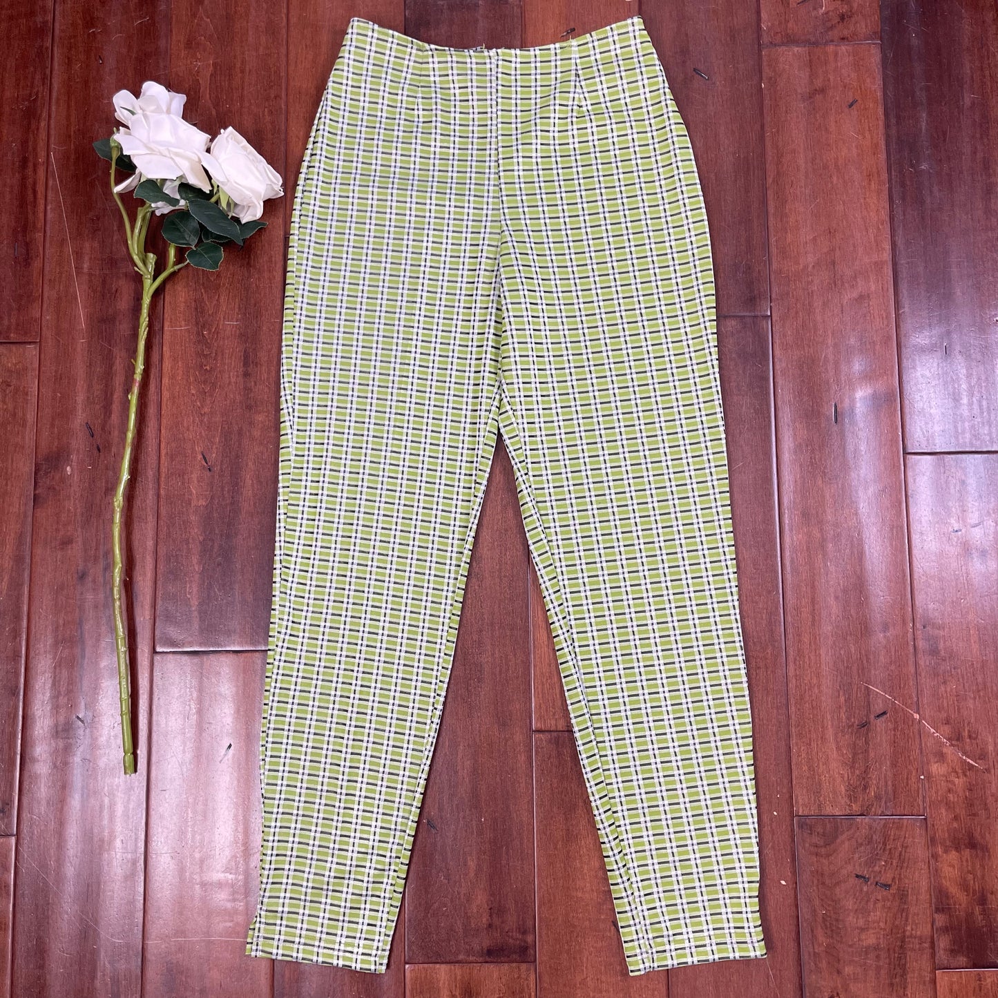 VINTAGE Y2K LIME GREEN PLAID PANTS