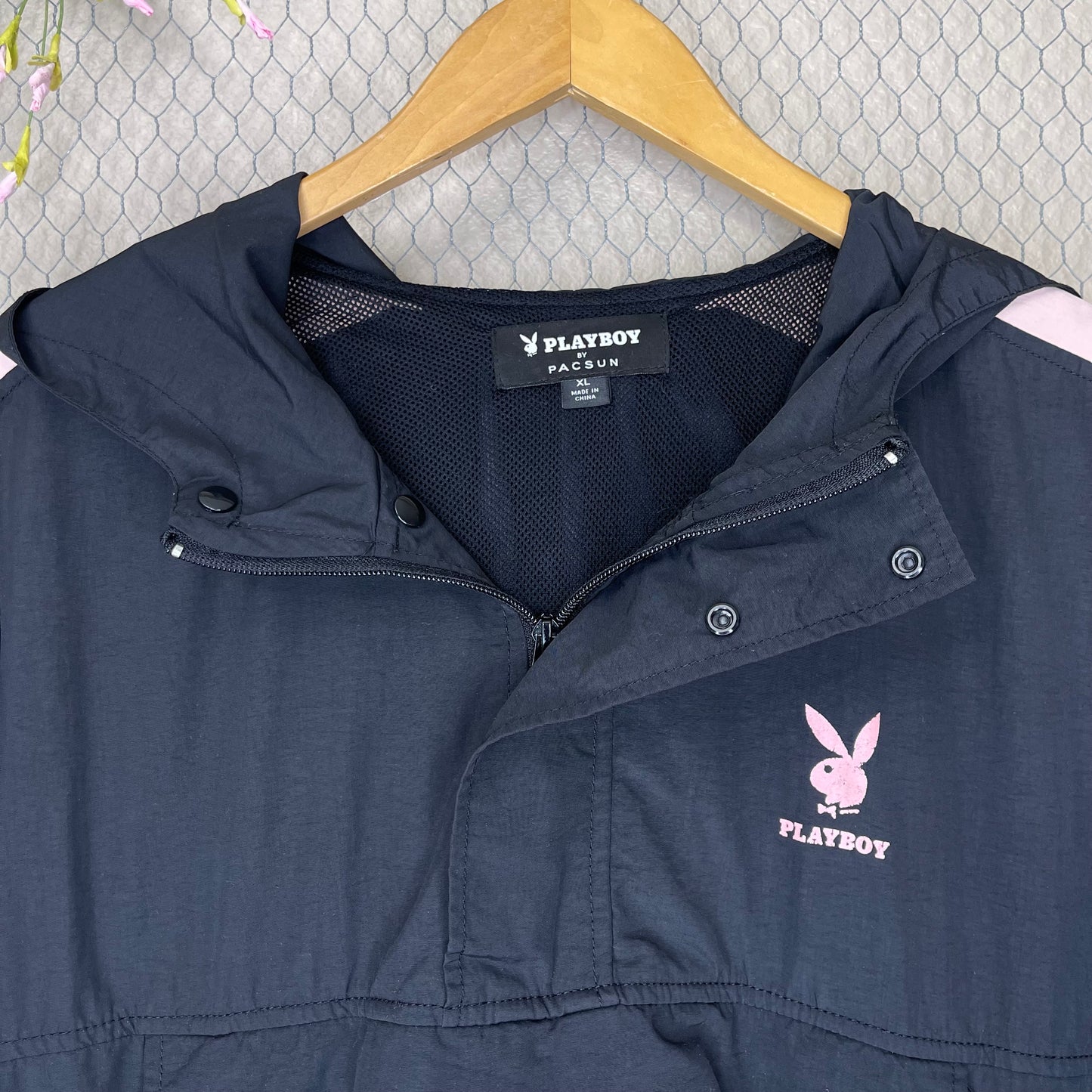 THRIFTED PACSUN PLAYBOY PULLOVER WINDBREAKER