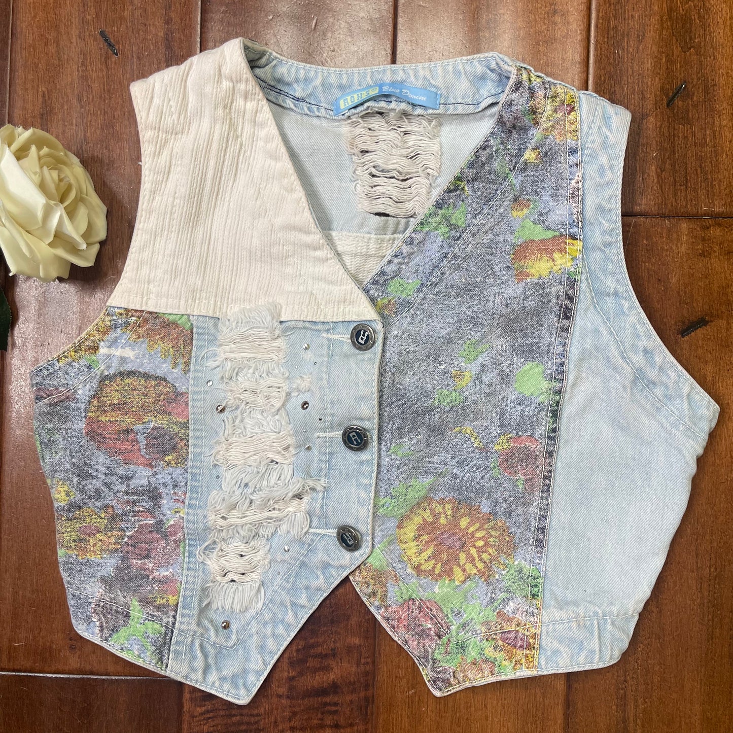 VINTAGE 80’S WESTERN STYLE DENIM JEAN VEST