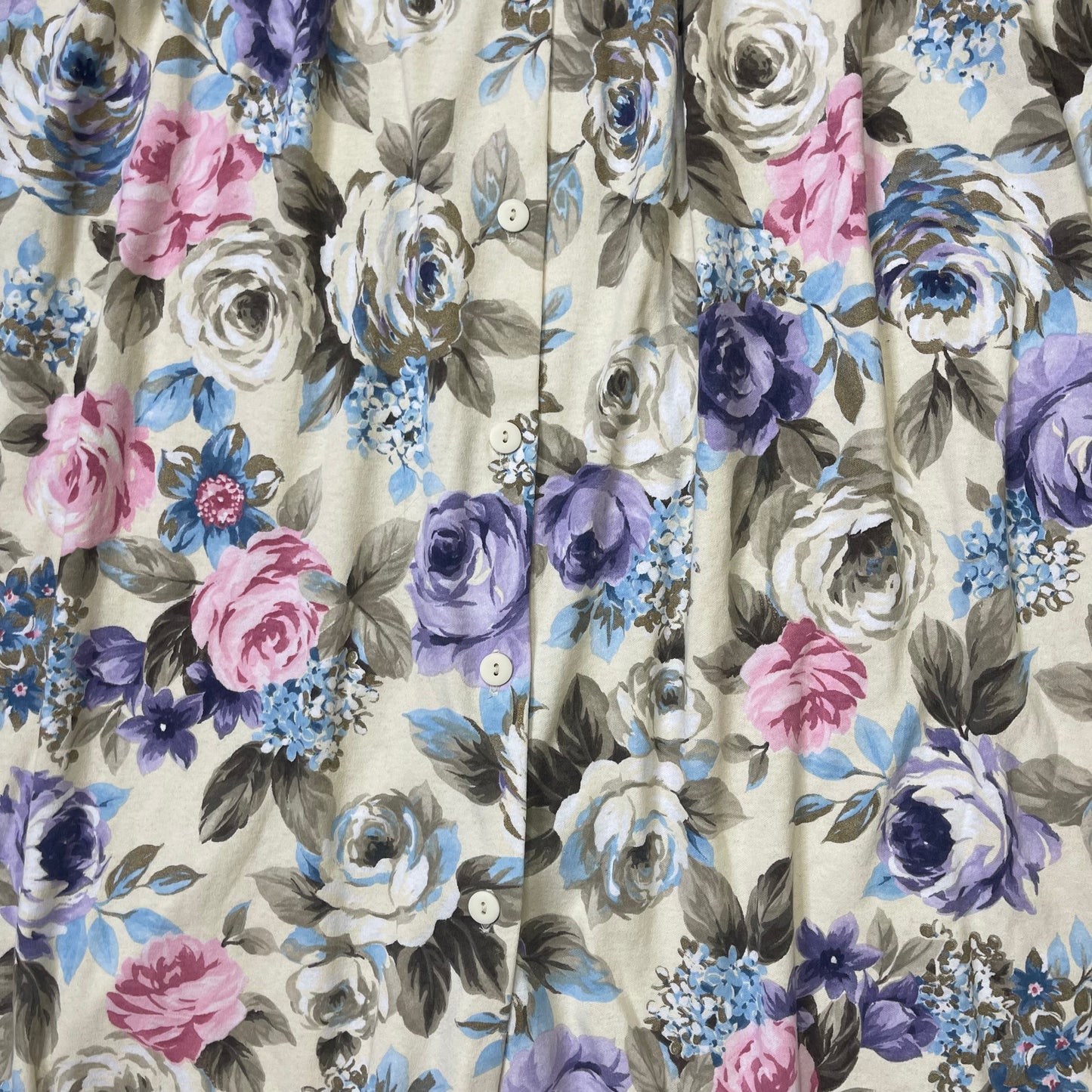 VINTAGE PASTEL FLORAL BUTTON-UP FLOWY MAXI SKIRT