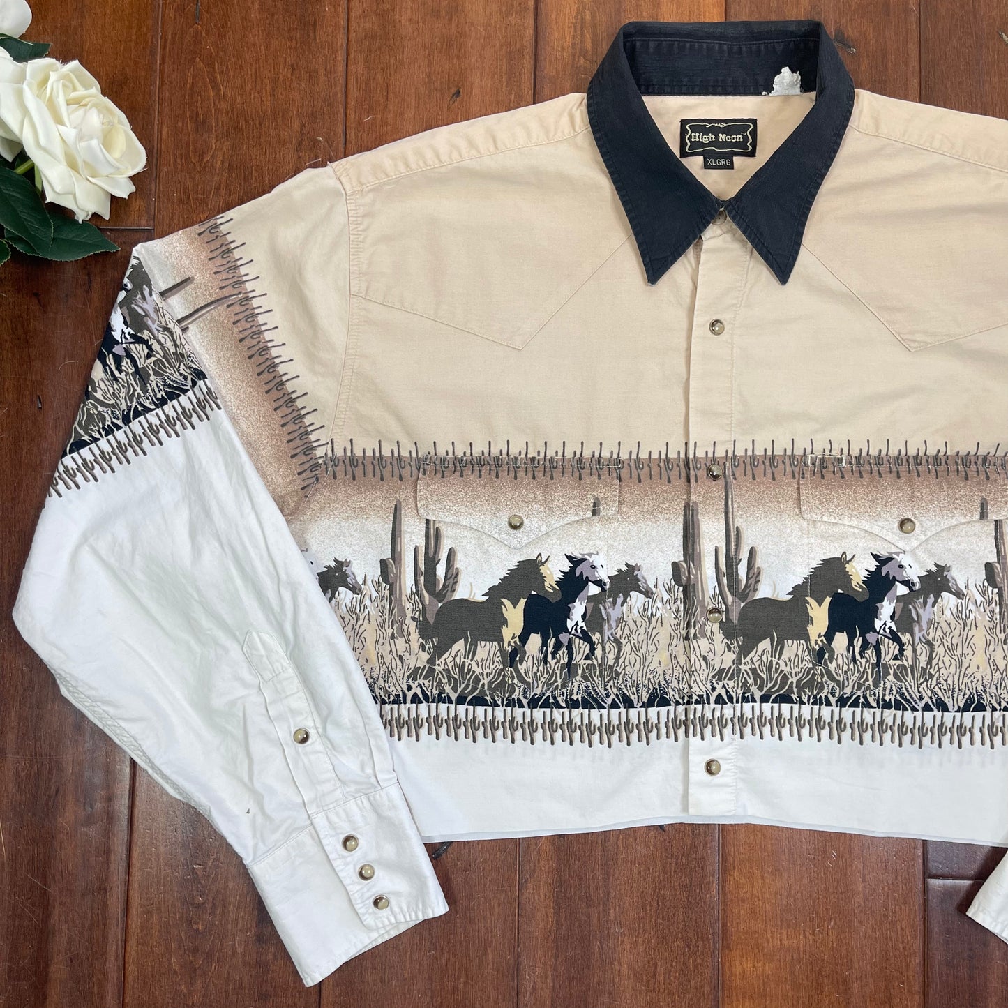 VINTAGE WESTERN CROPPED BUTTON-UP