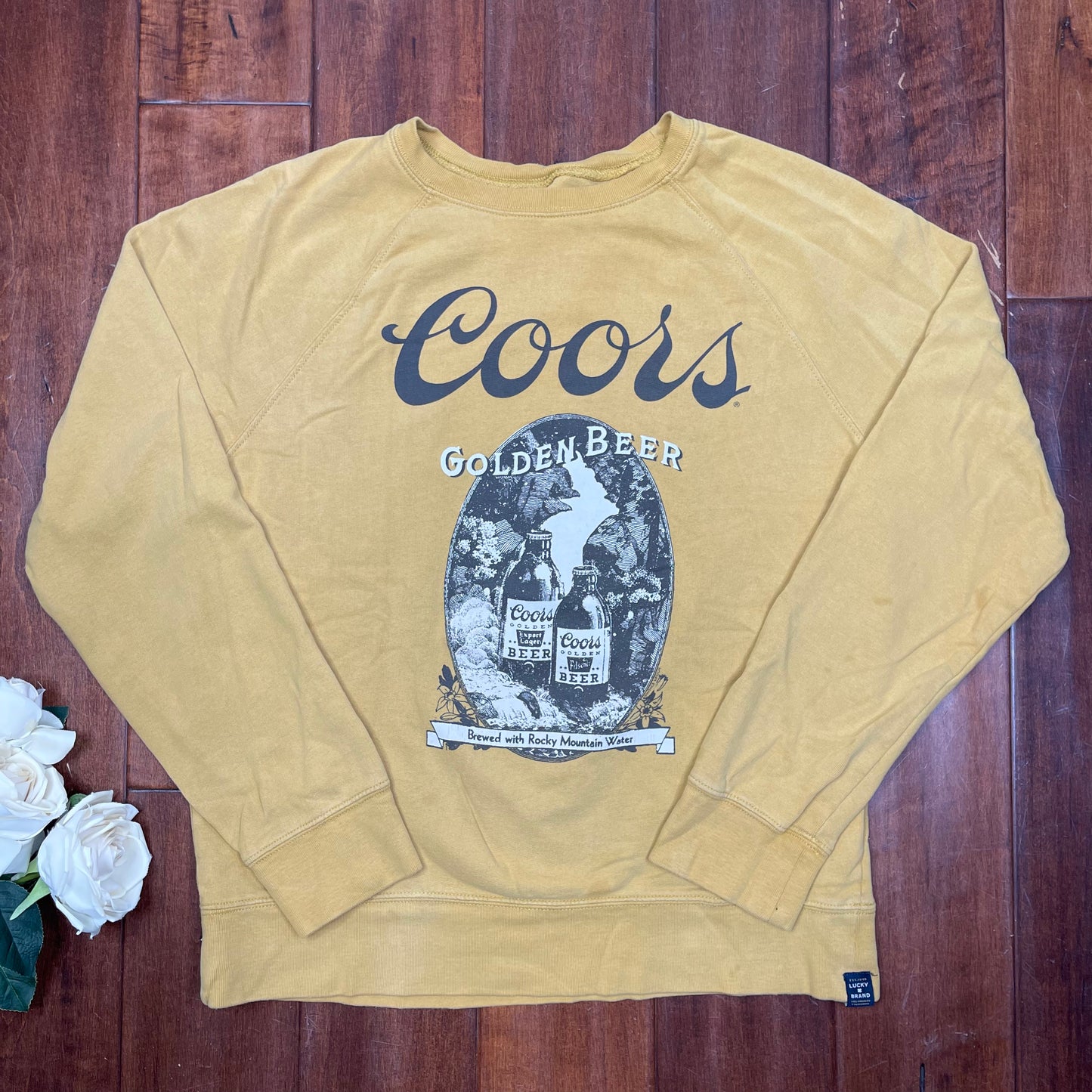 THRIFTED COORS GOLDEN BEER LUCKY BRAND SWEATER