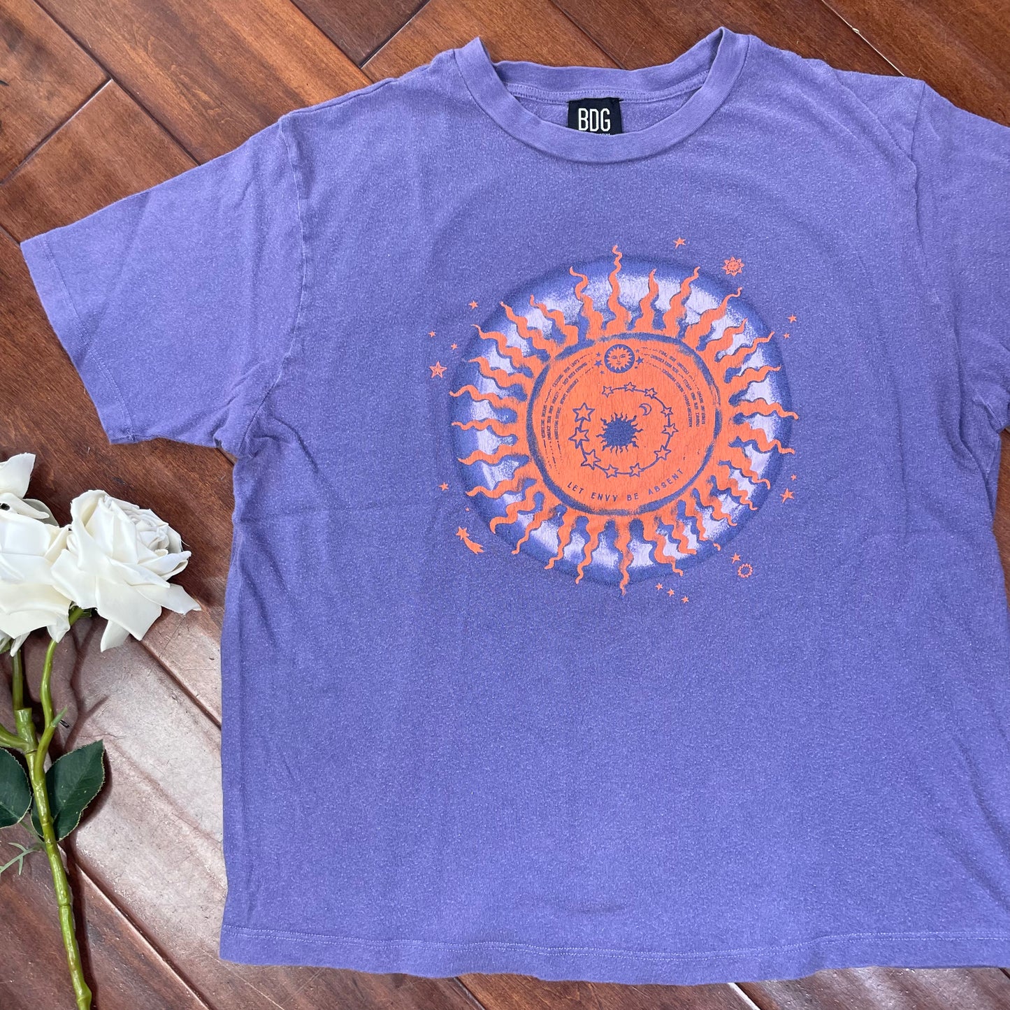 THRIFTED “LET ENVY BE ABSENT” BDG BOXED TEE