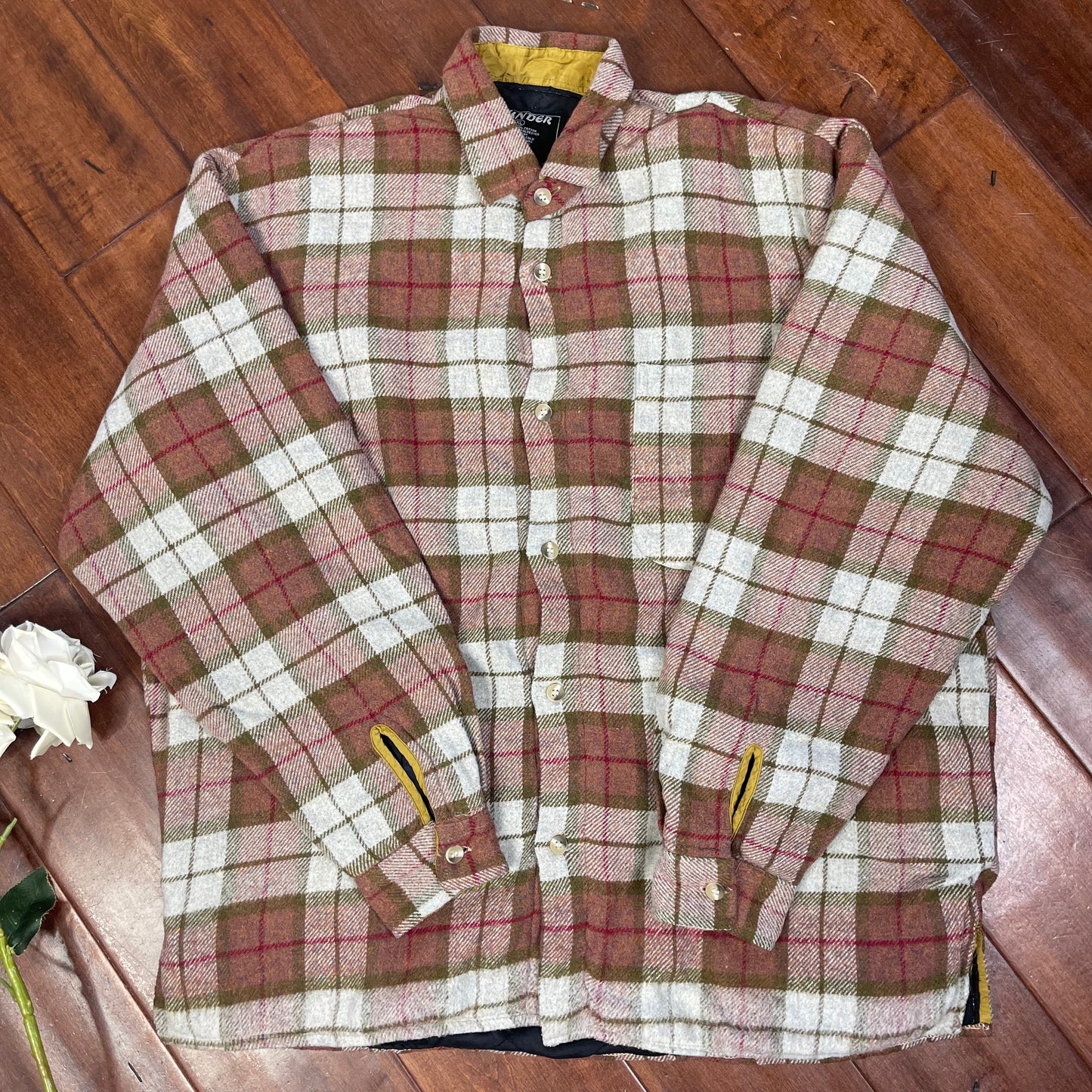 THRIFTED THERMAL PLAID BUTTON-UP