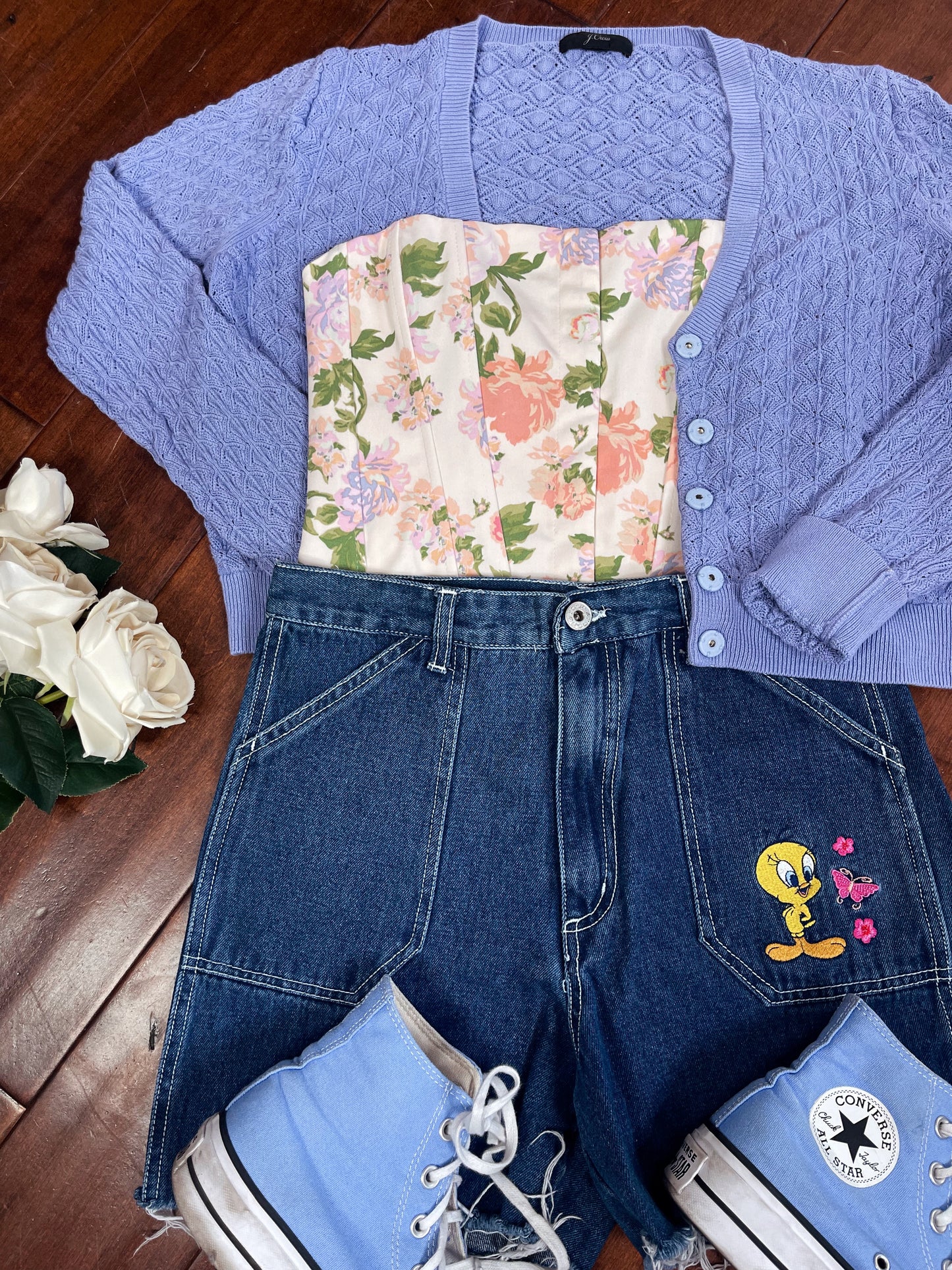 VINTAGE TWEETY BIRD HIGH-WAISTED JEAN SHORTS