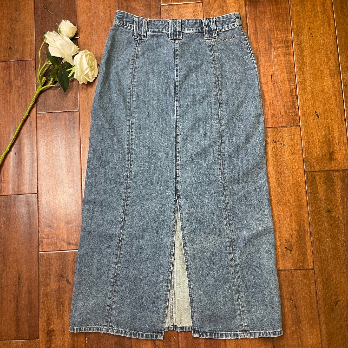 VINTAGE Y2K DKNY LOW-RISE MAXI JEAN SKIRT