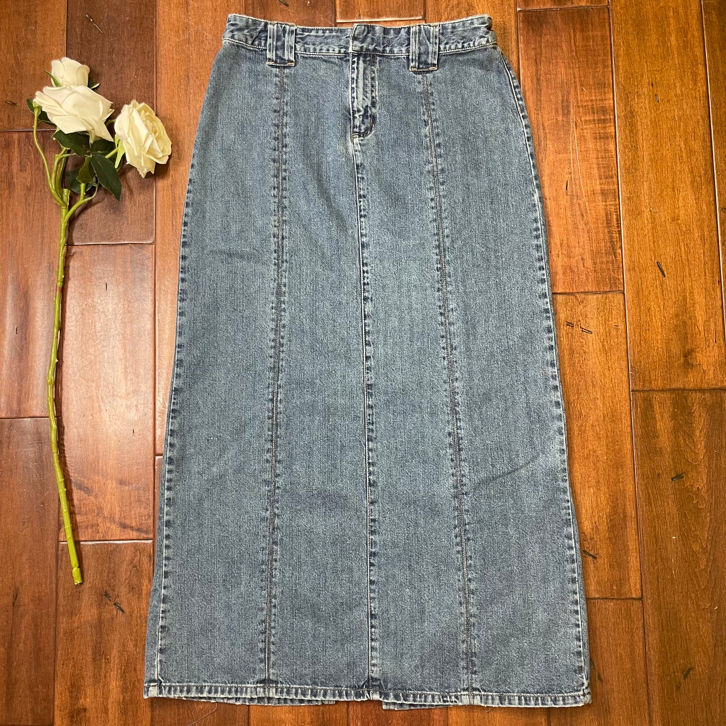 VINTAGE Y2K DKNY LOW-RISE MAXI JEAN SKIRT