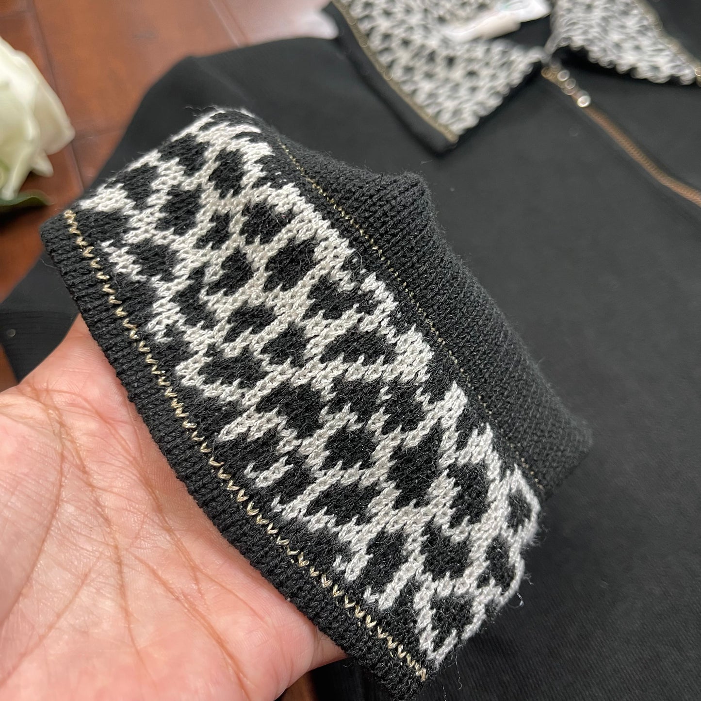 VINTAGE ANIMAL PRINT ZIP-UP CARDIGAN