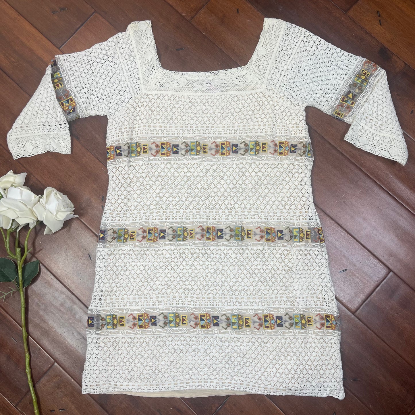 THRIFTED CALYPSO ST. BARTH EMBROIDERED MINI DRESS