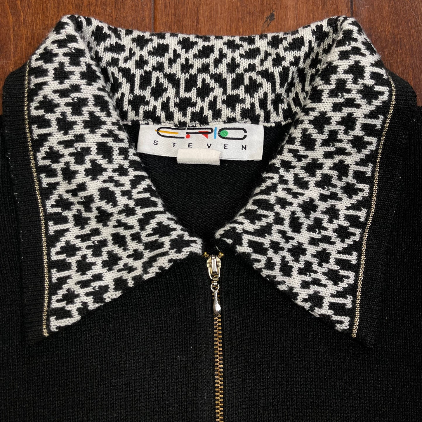 VINTAGE ANIMAL PRINT ZIP-UP CARDIGAN