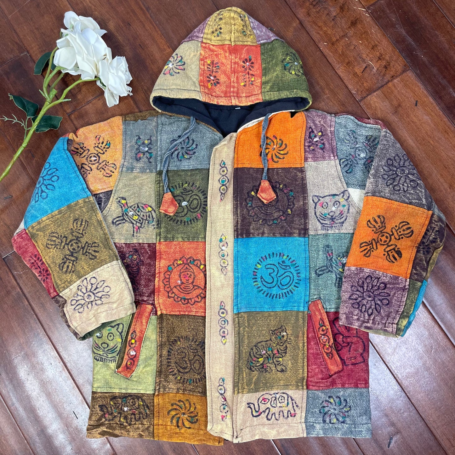 THRIFTED PATCHWORK BOHO ZIP-UP JACKET