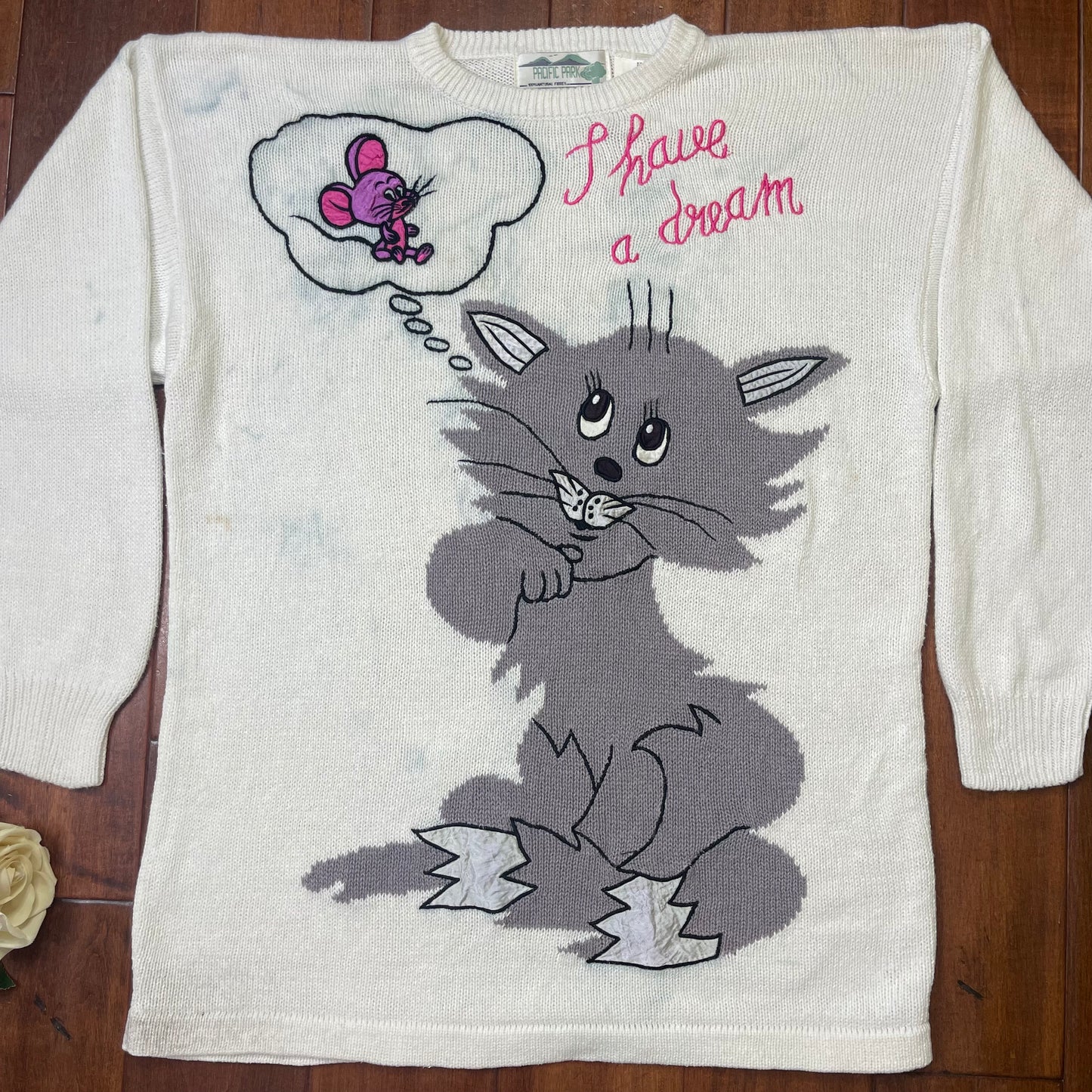 VINTAGE “I HAVE A DREAM” KITTY KNIT SWEATER
