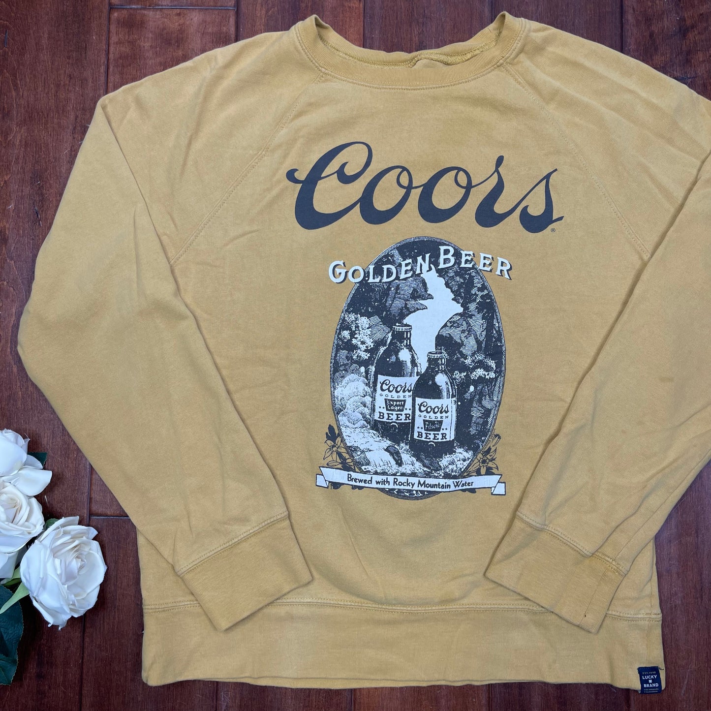 THRIFTED COORS GOLDEN BEER LUCKY BRAND SWEATER