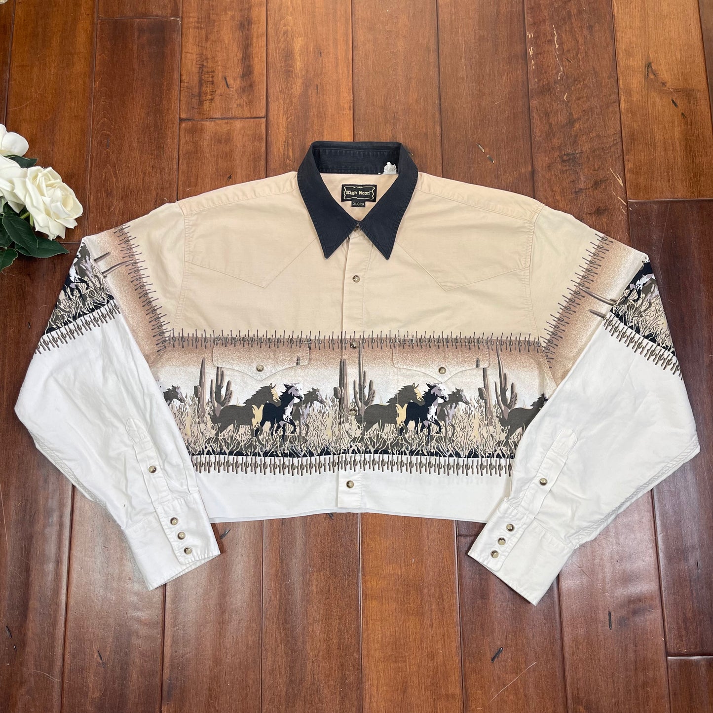 VINTAGE WESTERN CROPPED BUTTON-UP